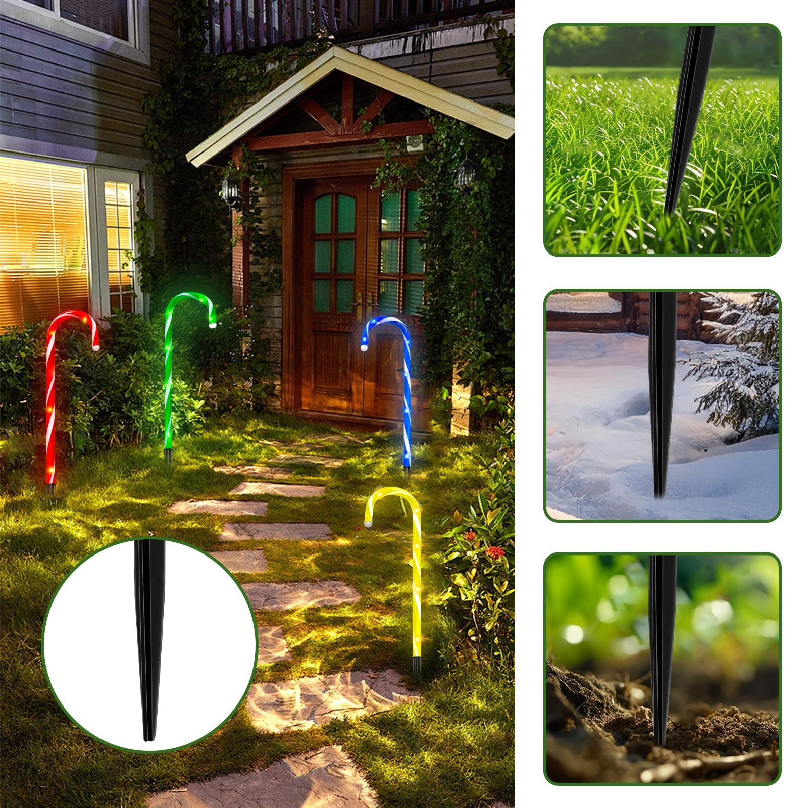 20PCS Stakes for Christmas Candy Cane Lights Outdoor,Plastic Light Stakes,Use…