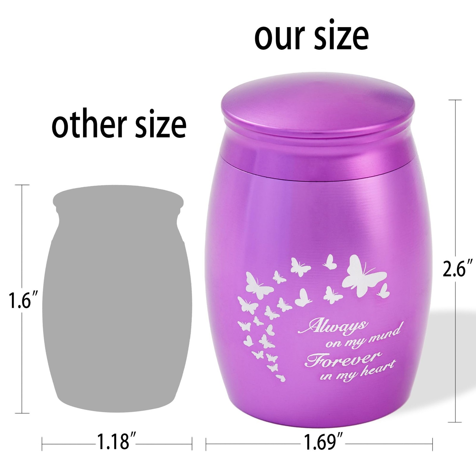 Purple Small Cremation Urns for Human Ashes Keepsake, 2.67 Inches Mini Butter…