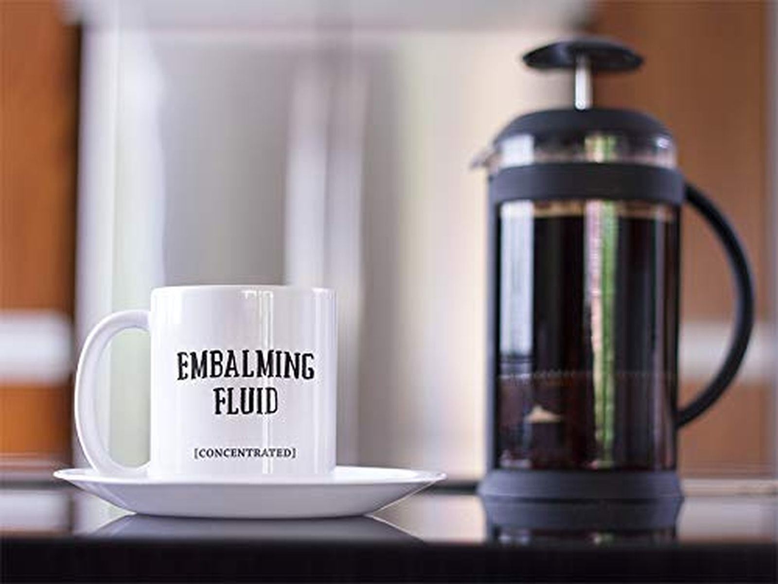 Casitika Embalming Fluid Coffee Mug. Funny Mortician or Funeral Director Gift