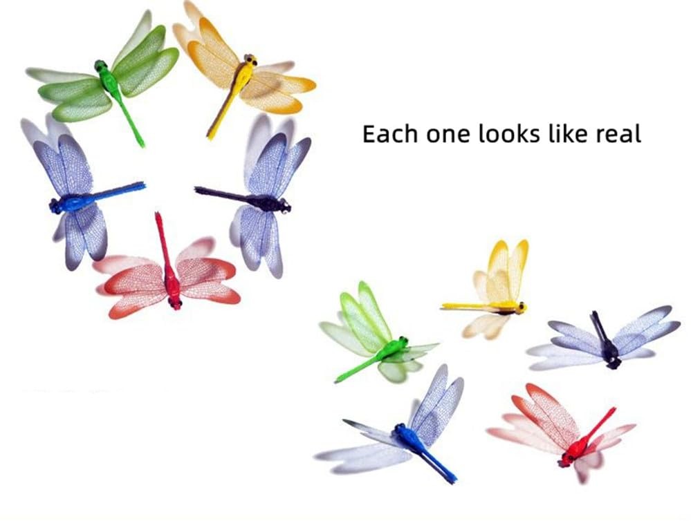 Garden Black Dragonfly Stakes with Sticks, 25 pcs 3D Removable Fake Dragonfly…