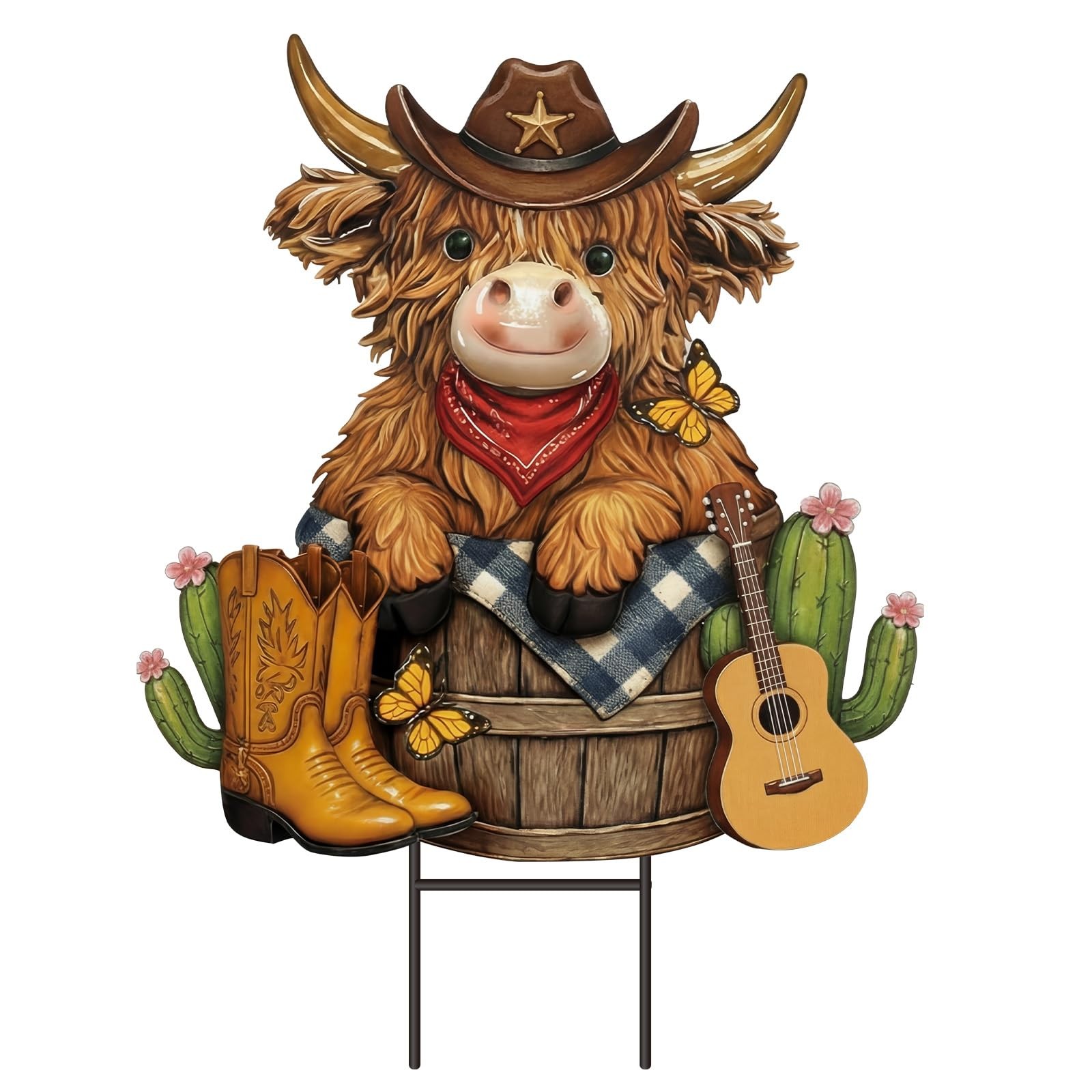Western Cow Metal Garden Stakes – Outdoor Decor for Farmhouse & Yard