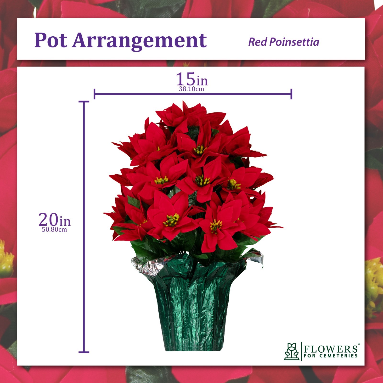 Artificial Red Poinsettia Weighted Pot