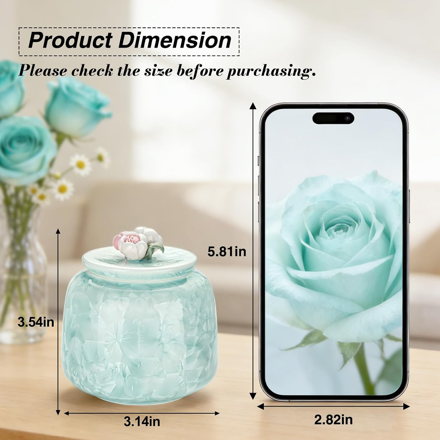 Ceramic Small Urn for Human Ashes Keepsake for Men Women Pet Handmade Cremation