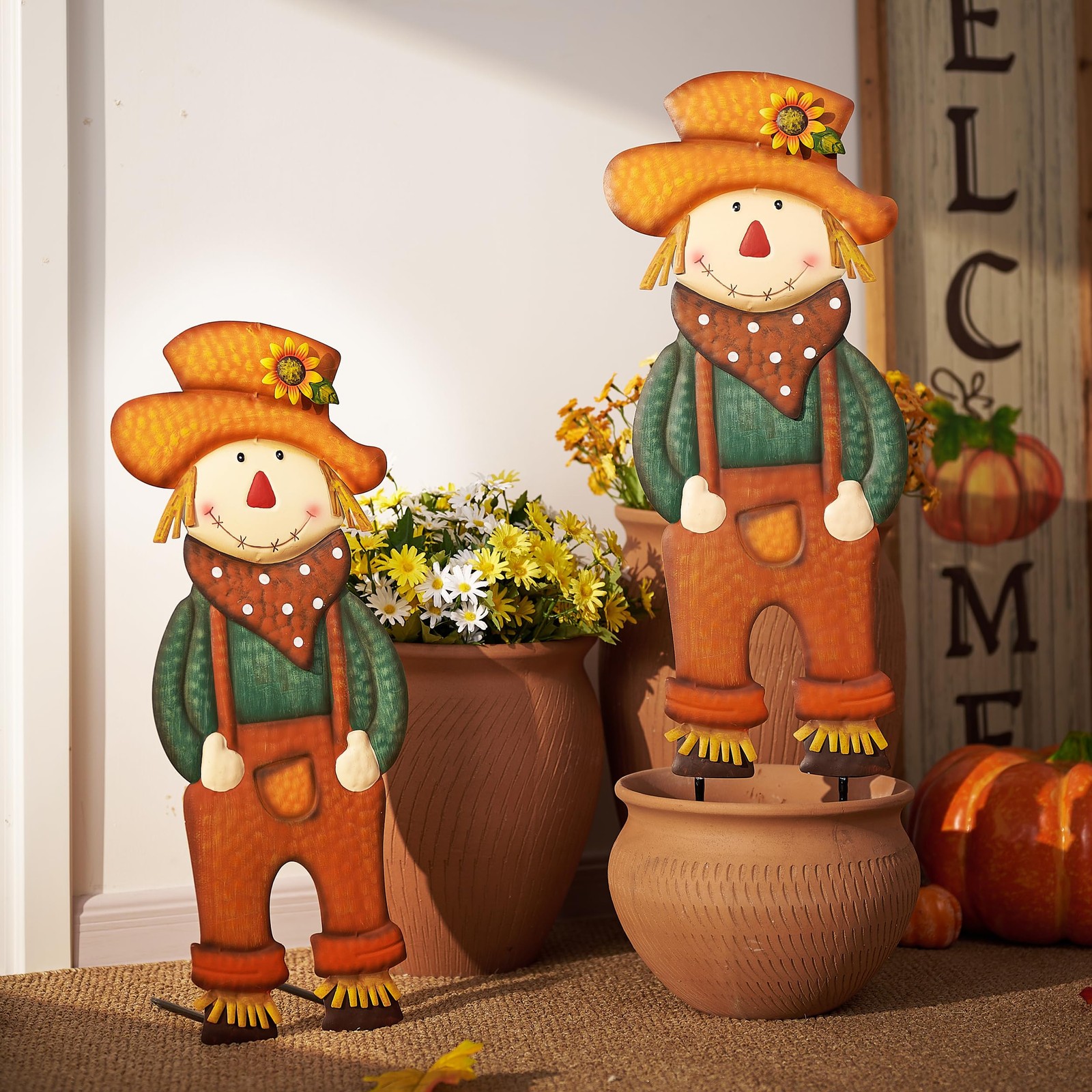 Fall Decor for Outdoor Home, Scarecrow for Garden Metal Stakes for Fall Decor…