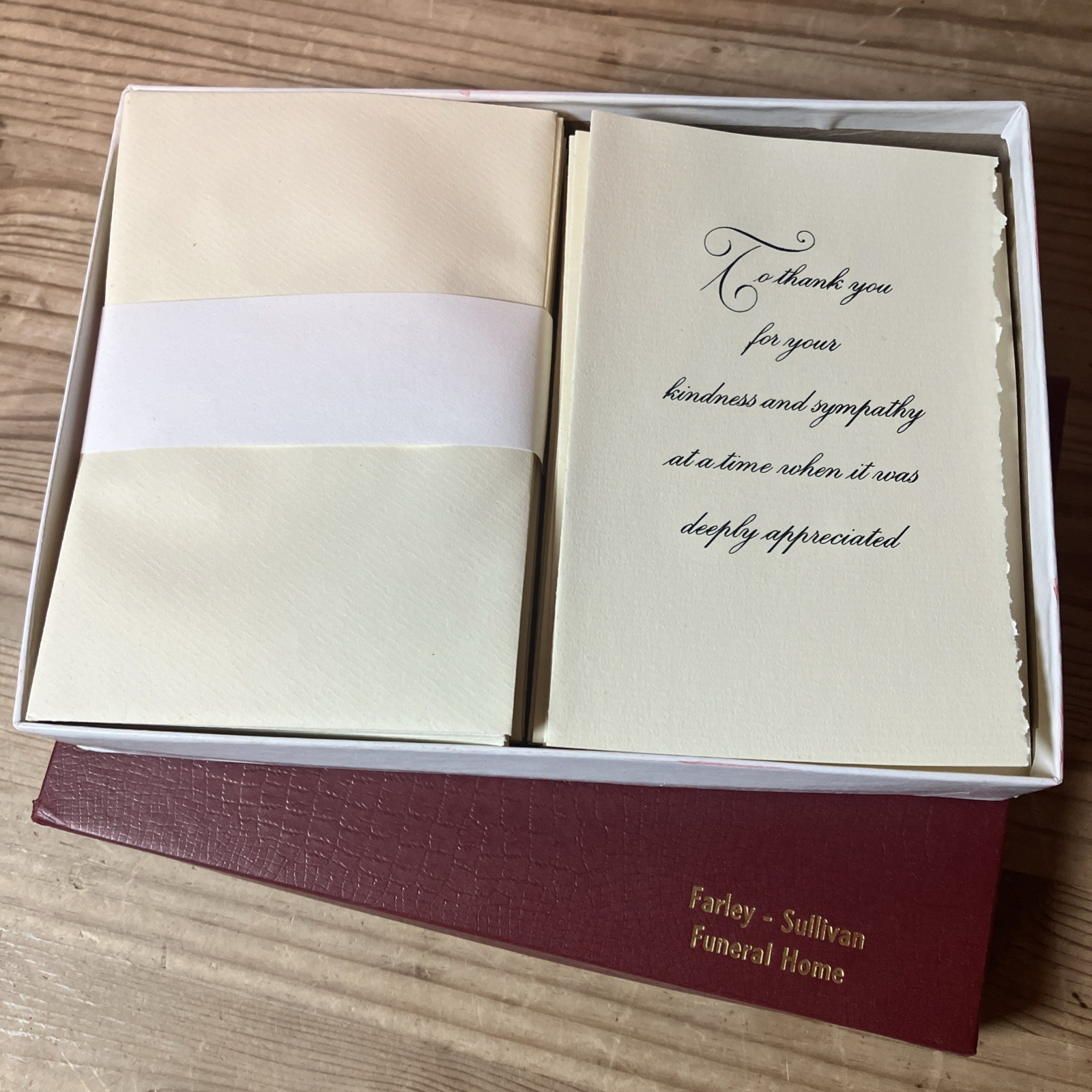 VTG Box 25 Sympathy Reply Blank Inside White Cards w/ Envelopes Funeral Thank U