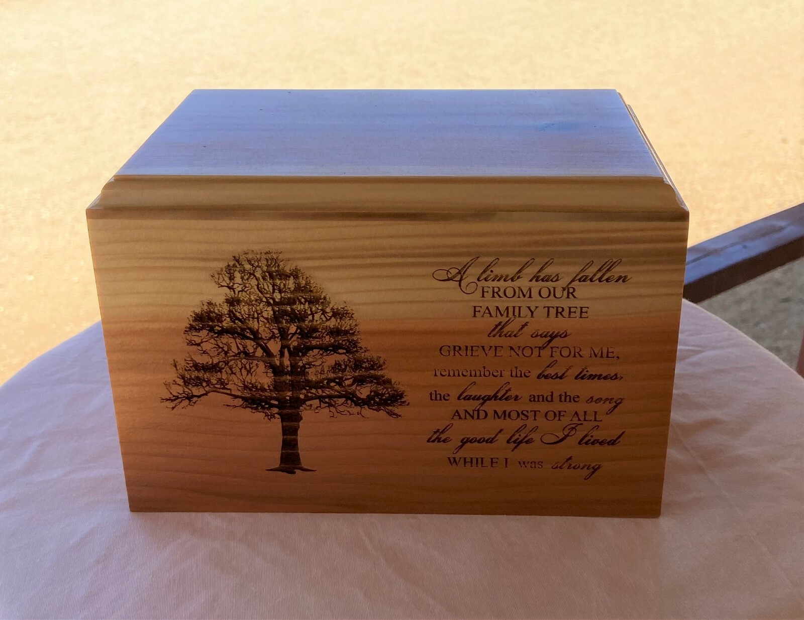 Small Human Wood Cremation Urn – Laser Engraved
