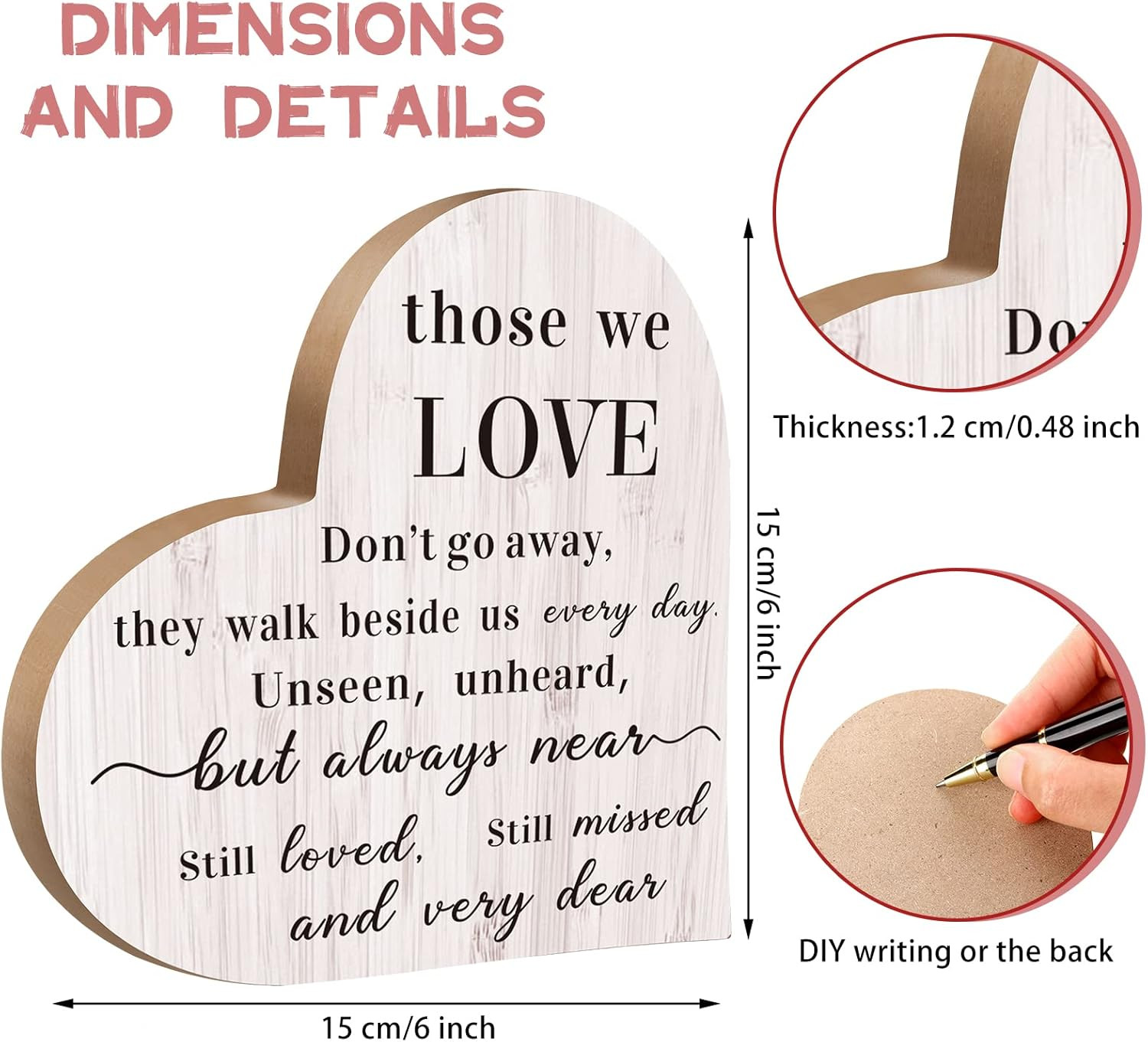 Sympathy Gift Memorial Wooden Heart for Loss of Loved One Bereavement Remembranc