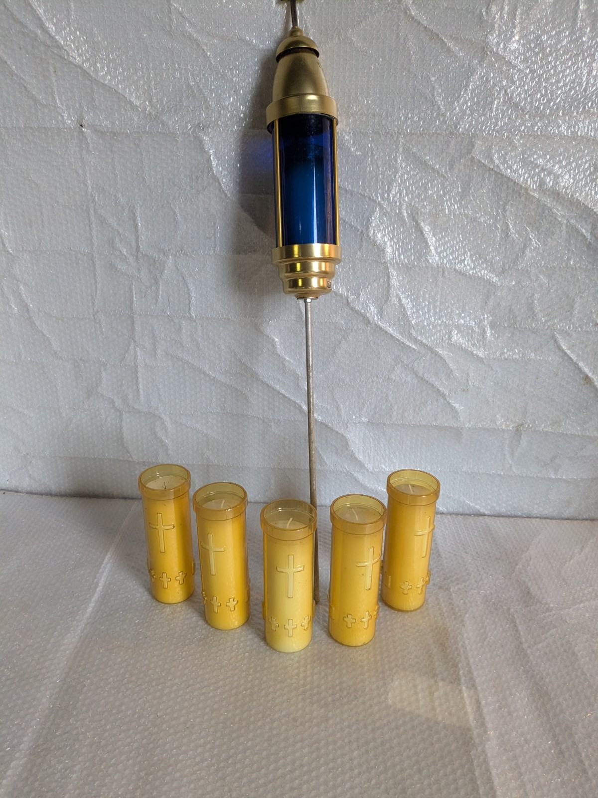 Greek Orthodox Religious Cross Candle Holder Grave Cemetery Memorial Light Old