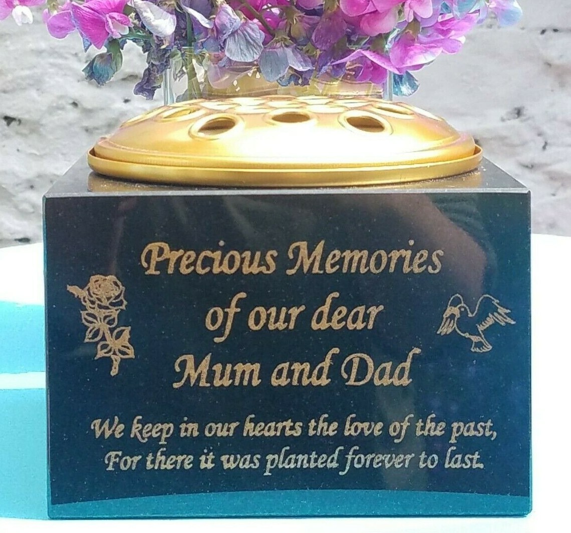 Personalised Granite Memorial Vase Grave Pot Flower Holder Cemetery Grave Vase