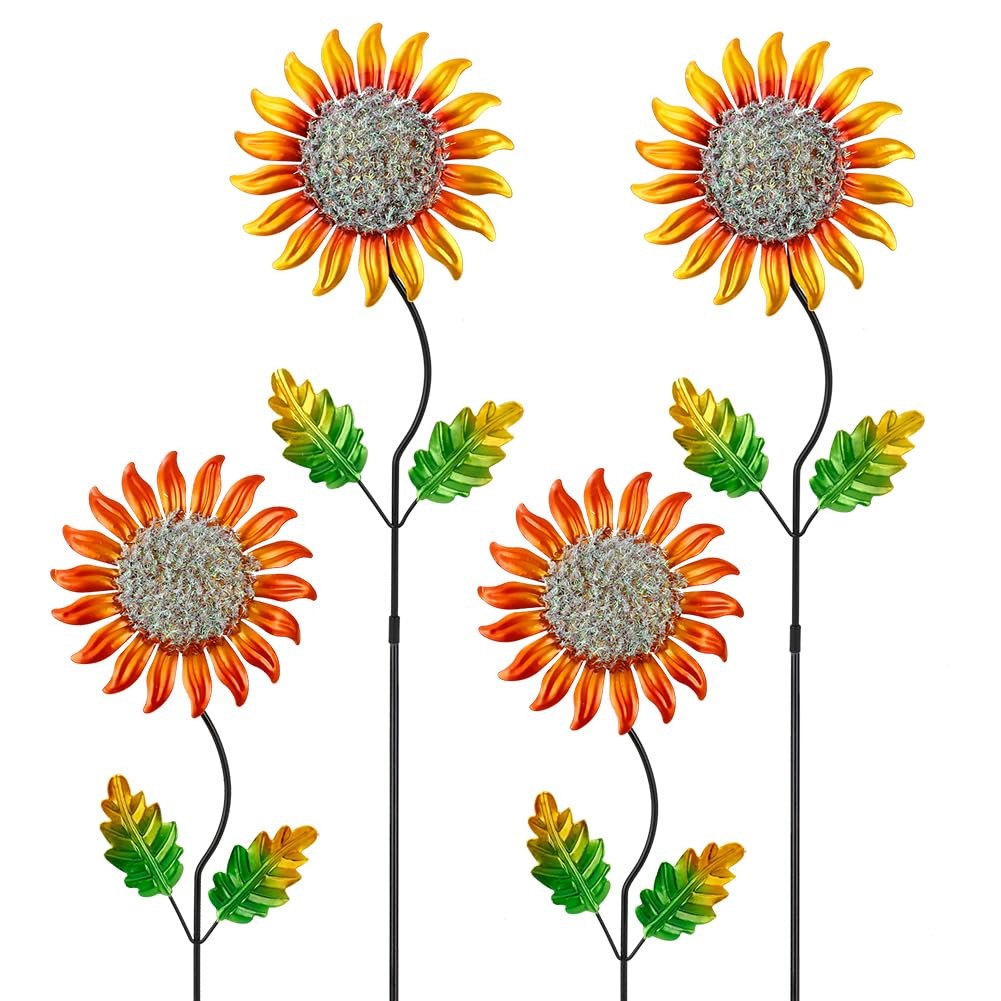 Garden Decor for Outside,Metal Sunflower Garden Stakes Lawn Ornaments Decorat…