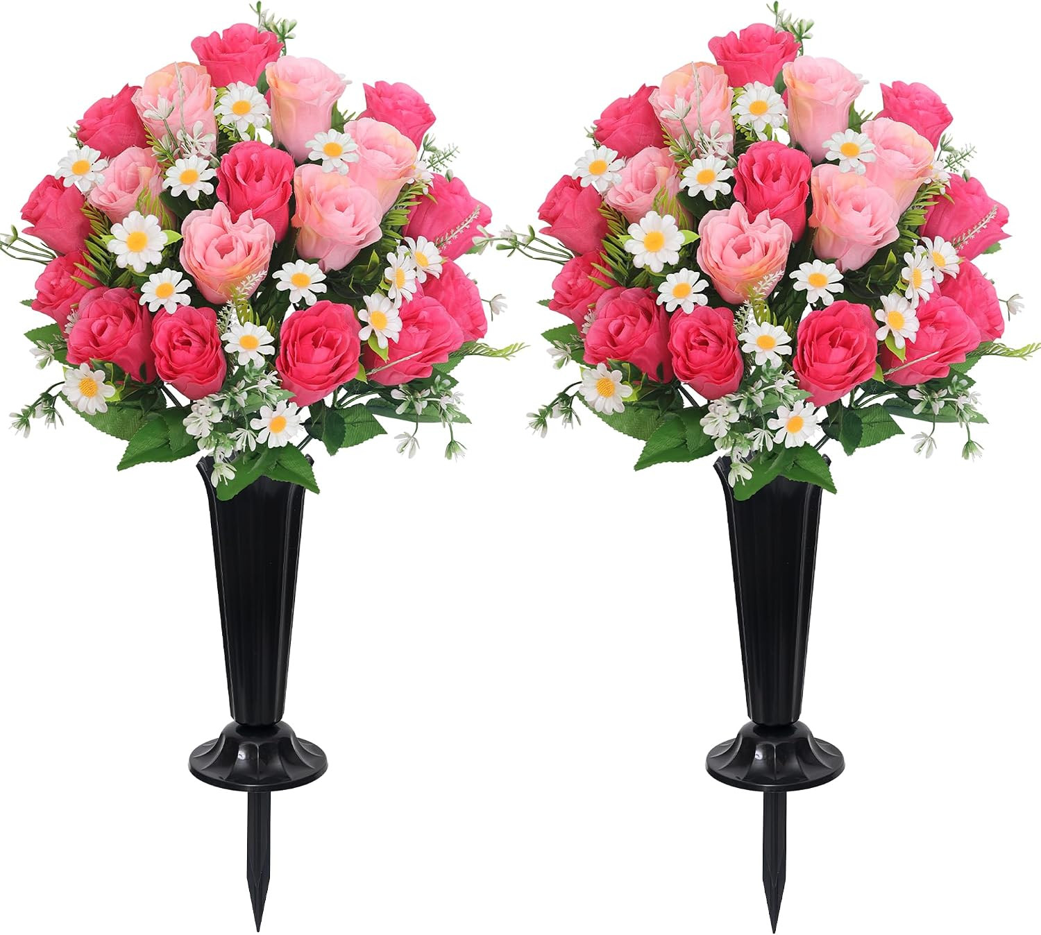 Artificial Cemetery Flowers for Grave Memorial Day Flowers for Cemetery,2Pack Ar