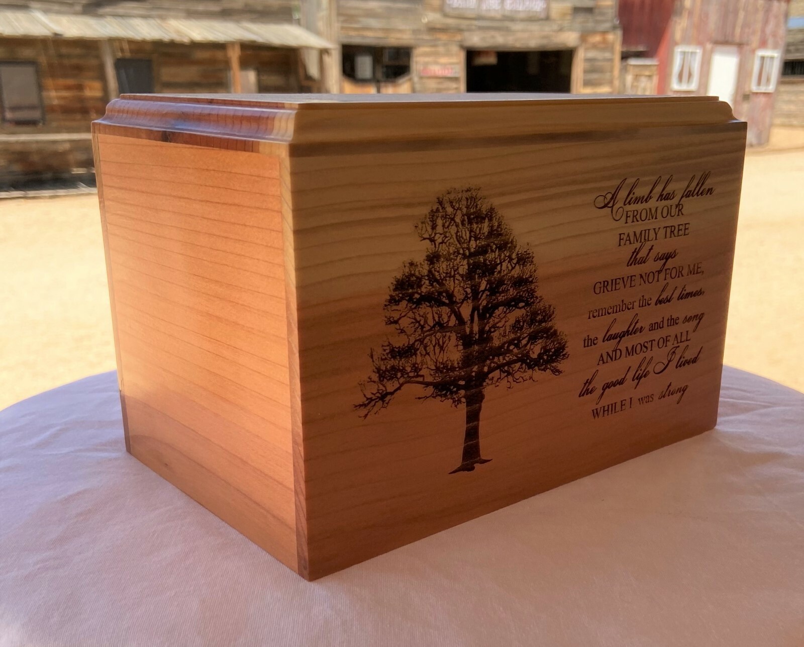 Small Human Wood Cremation Urn – Laser Engraved