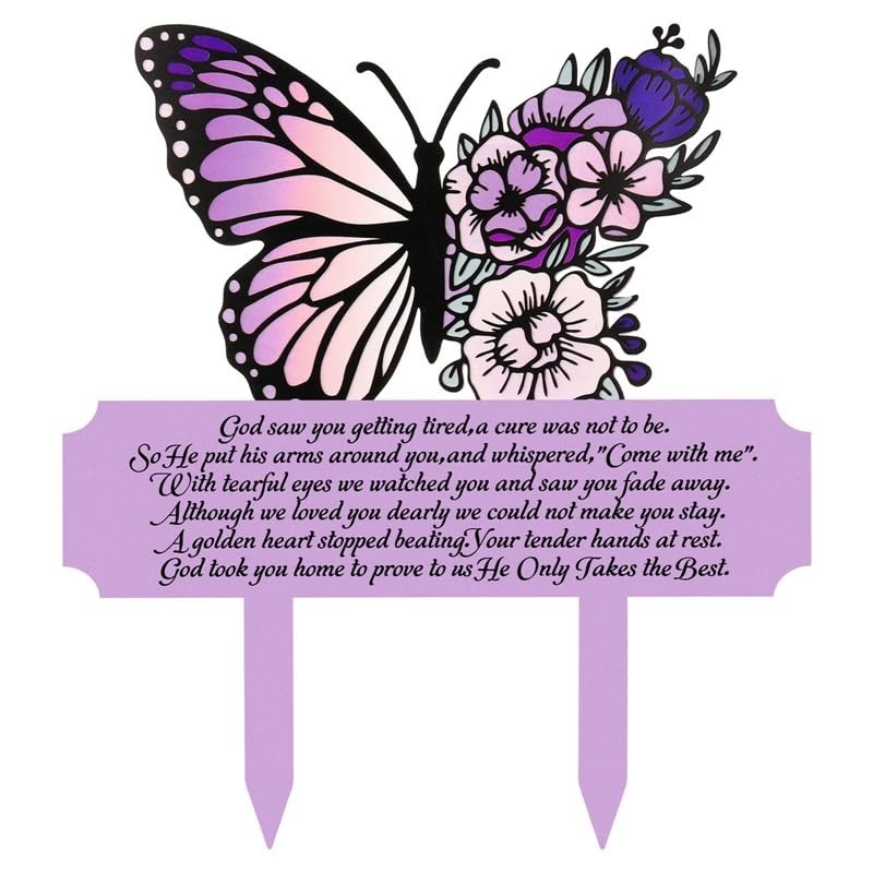 Memorial Stakes Grave Decorations for Cemetery, Butterfly Memorial Grave Mark…