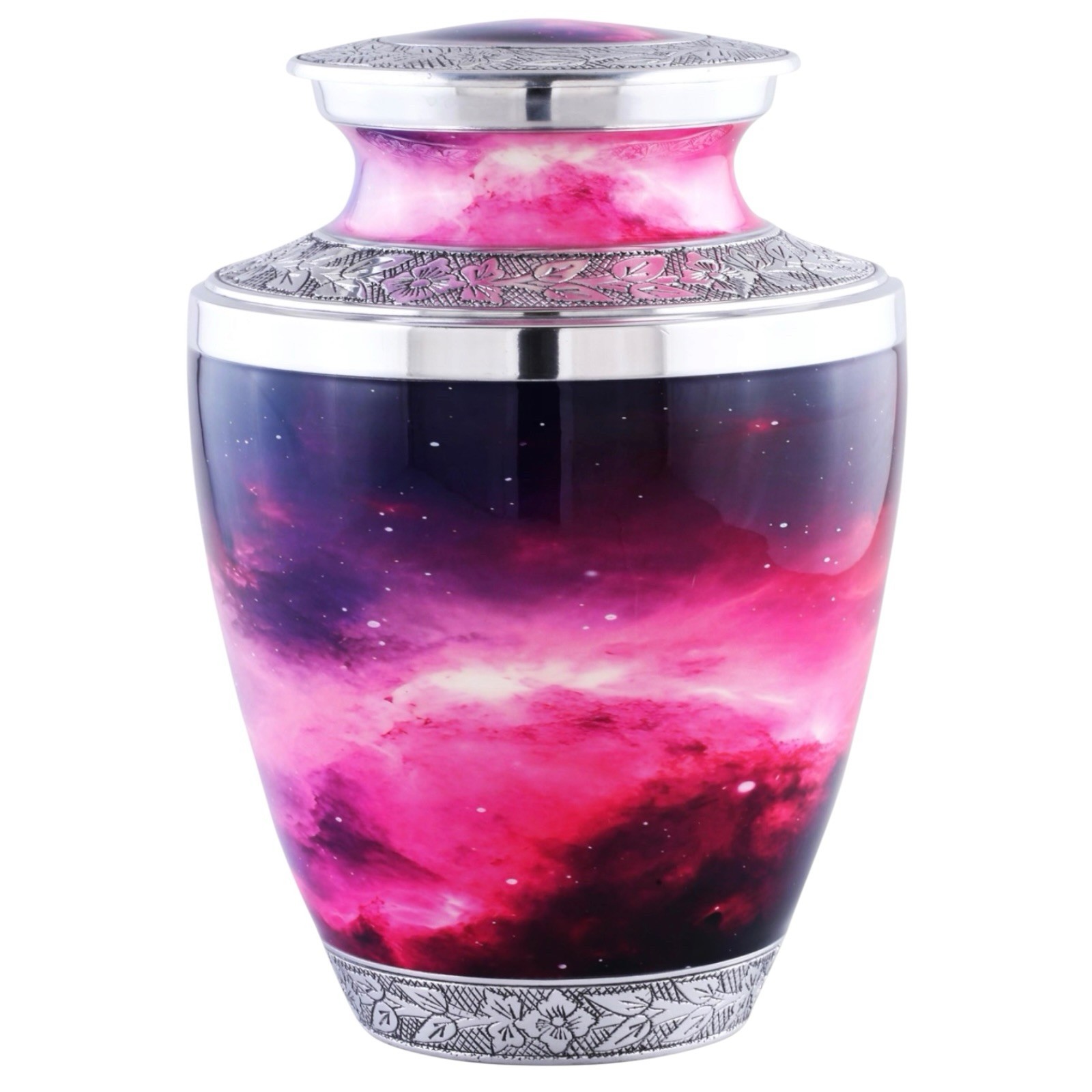 Urns to Heaven Adult Size Urn for Cremation Ashes Pink and Purple Galaxy Cosmos