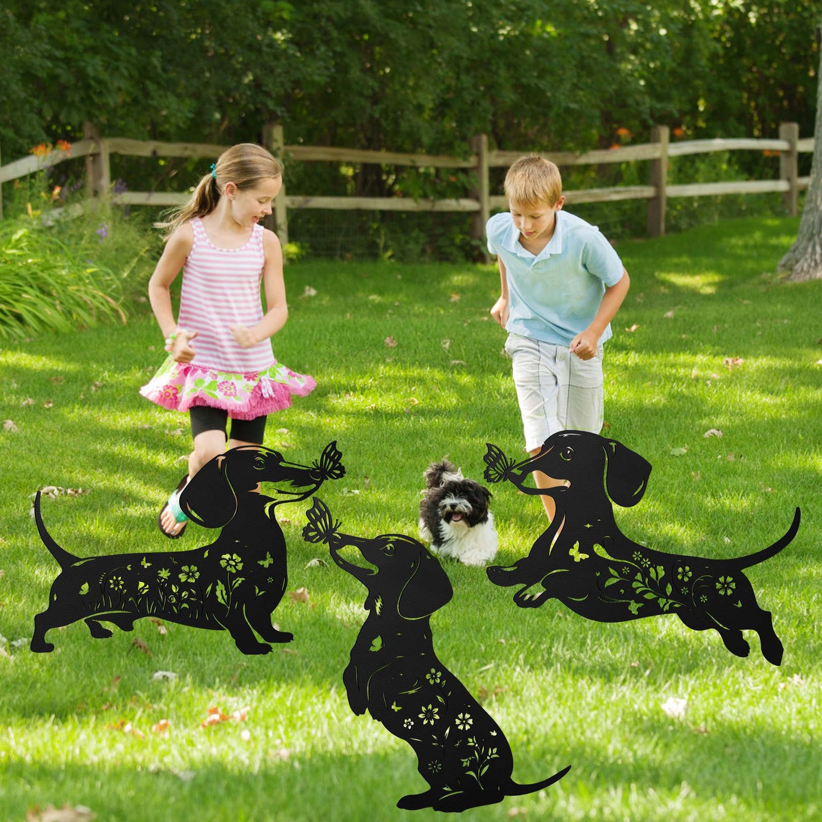 Dachshund Garden Stakes – 3 Pcs Metal Yard Art for Dog Lovers and Decor
