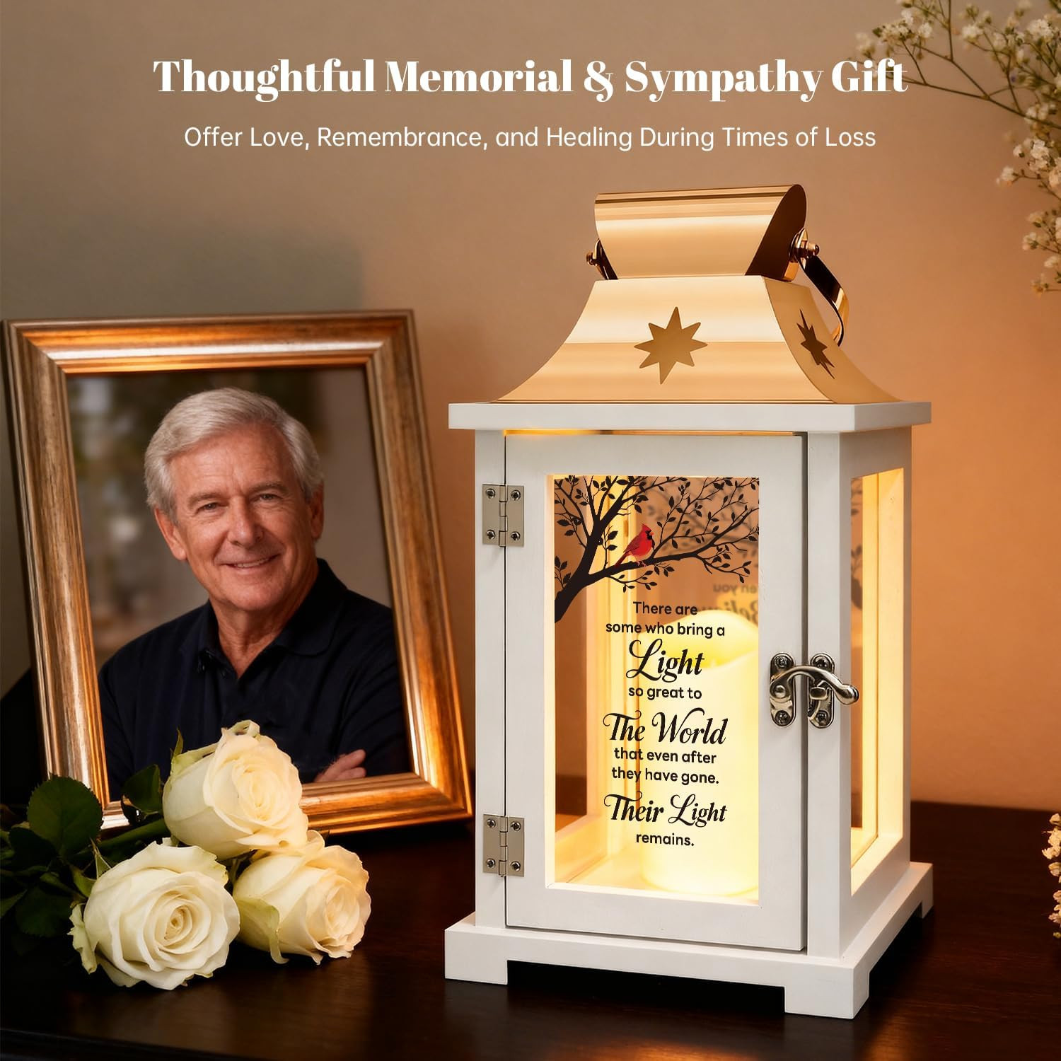 Memorial Lantern – Thoughtful Bereavement Gift for Loss of Loved One, Sympathy a