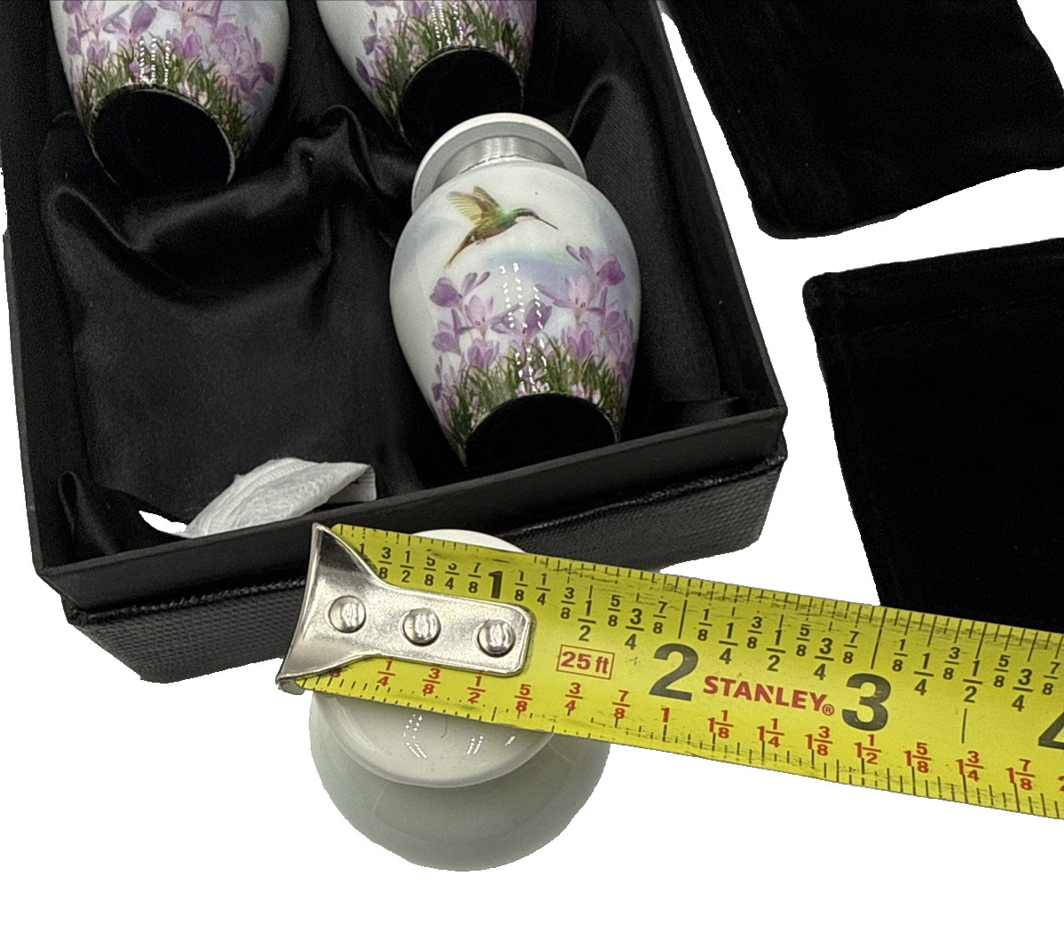 4 White Hummingbird Keepsake Urns Mini Memorial Ashes Human Pet Set