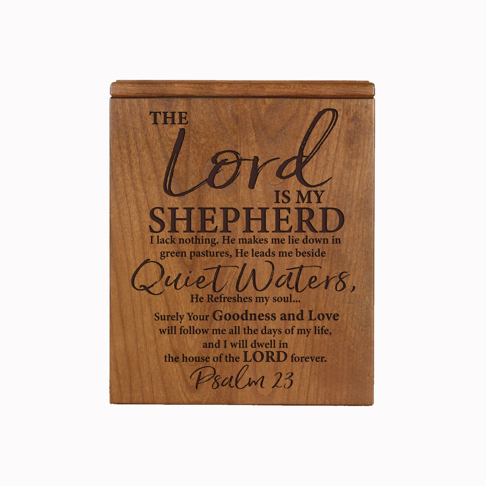 Modern Engraved Economy Urn for Human Ashes 7.75in – The Lord Is My Shepherd