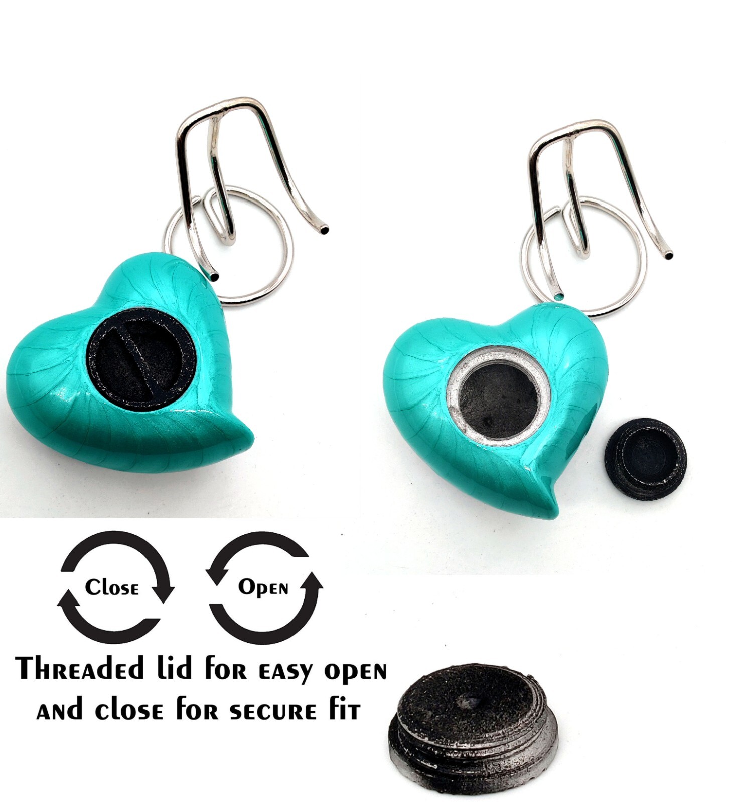 Sea Green Heart Cremation Urn for Human Ashes Adult Decorative Religious Cross..