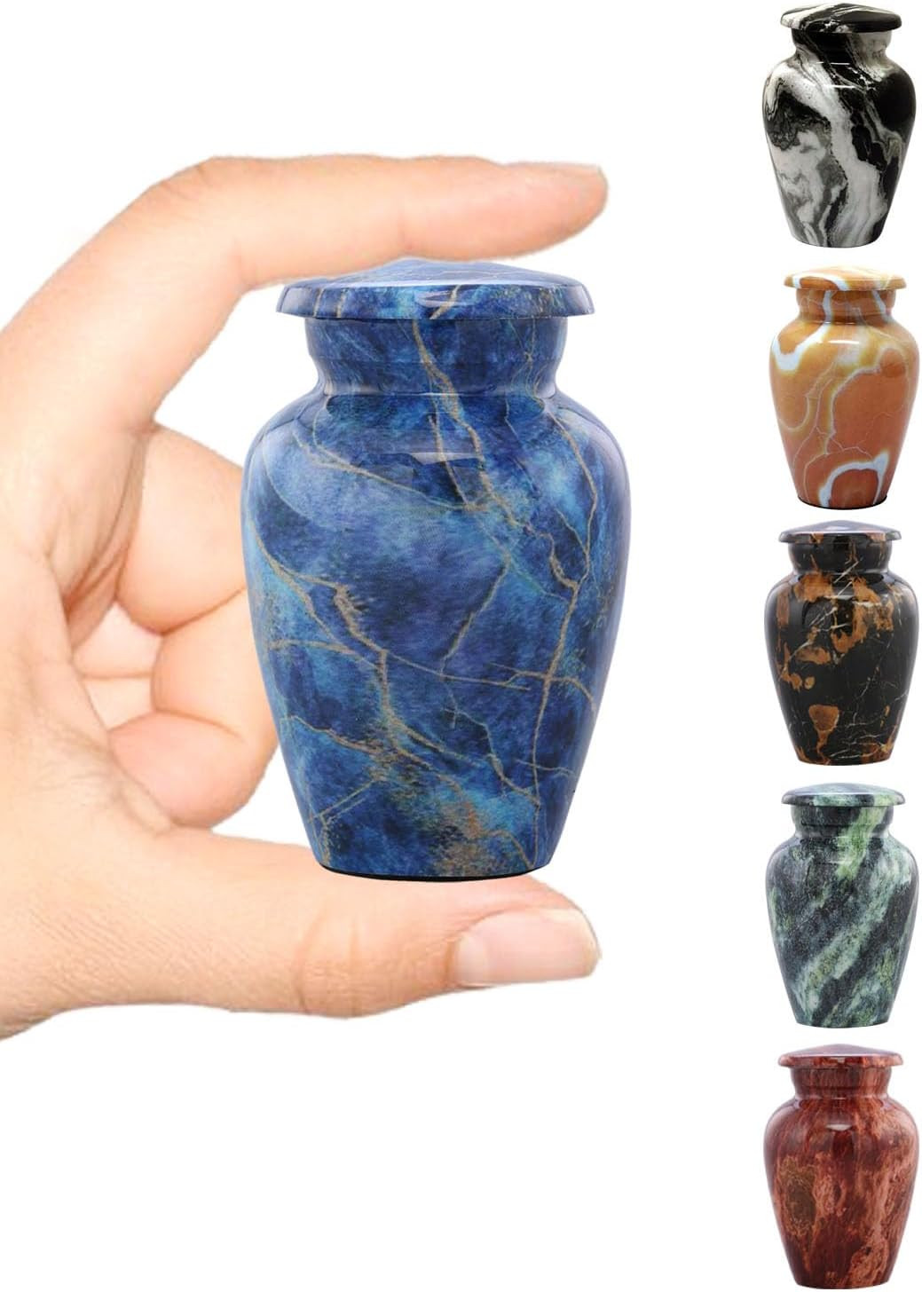 Marble Finish Keepsake Sharing Urn – Mini Metal Cremation Urn for Human or Pet A