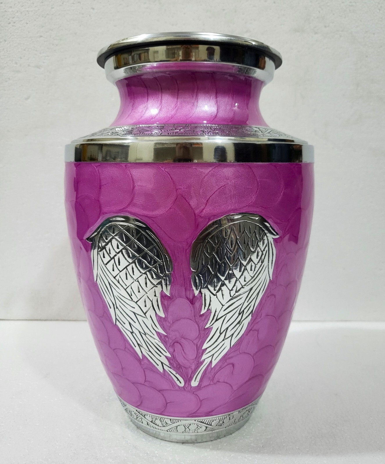 Angel Wings Urn Pink for Human Ashes Adult Cremation Urns with Velvet Bag 10″