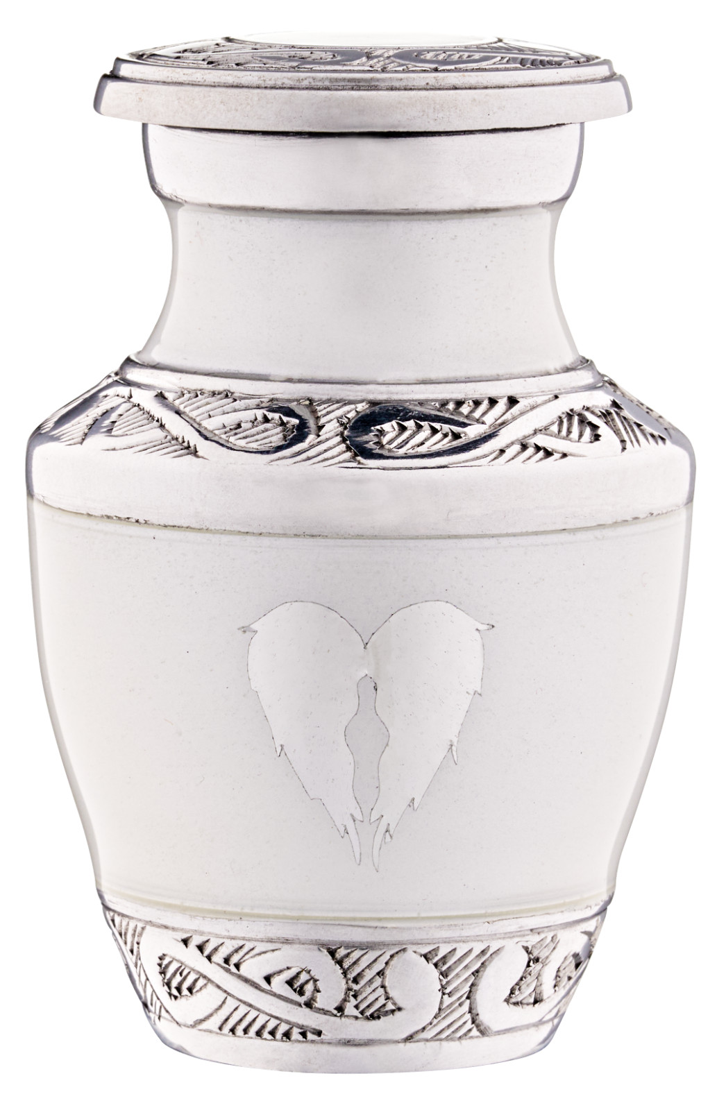 Small White Urn for Ashes Angel Wings – Keepsakes Mini Urns with Heart