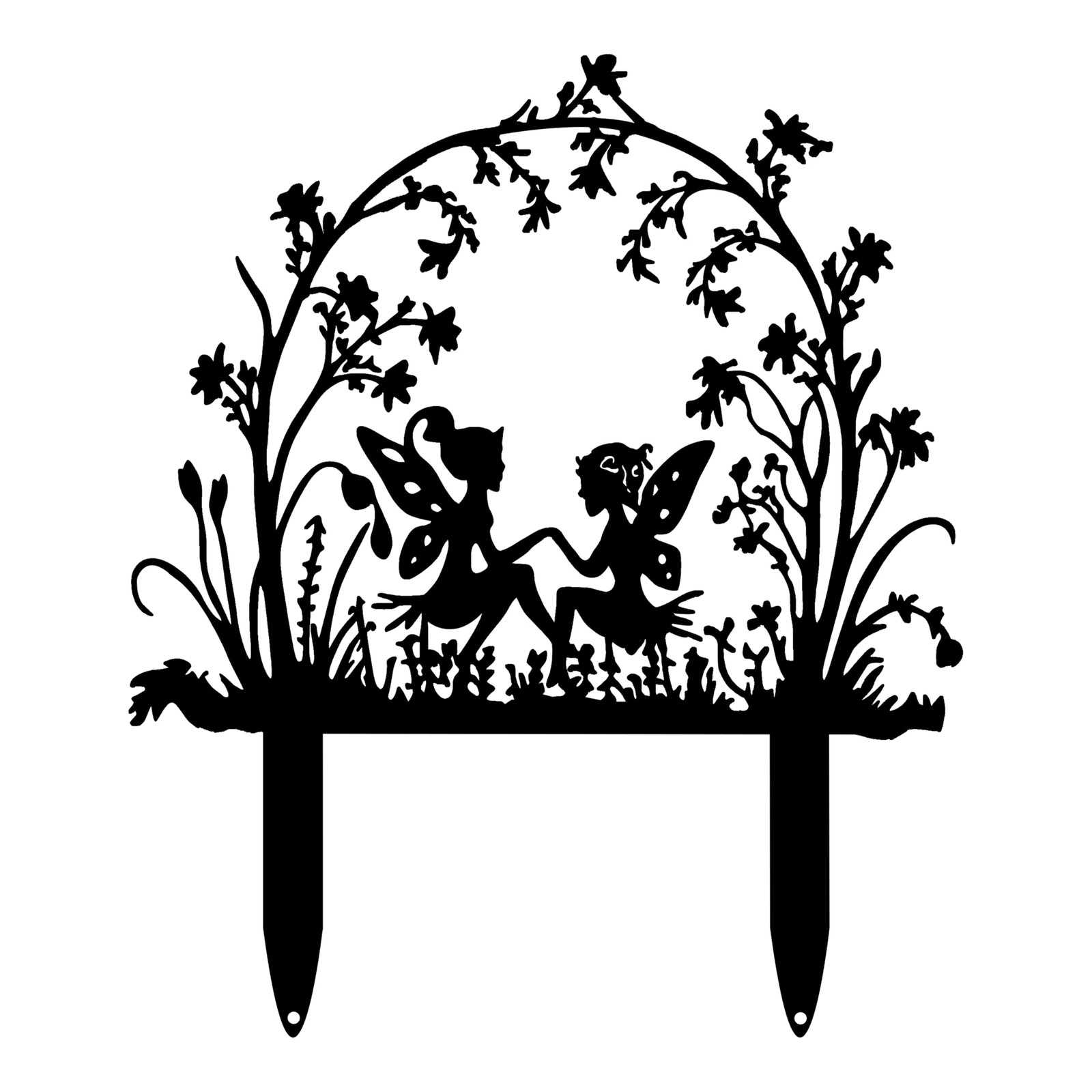 Fairy Garden Metal Stake Decor-Fairy Black Tree Stake Silhouette Yard Art, Fl…