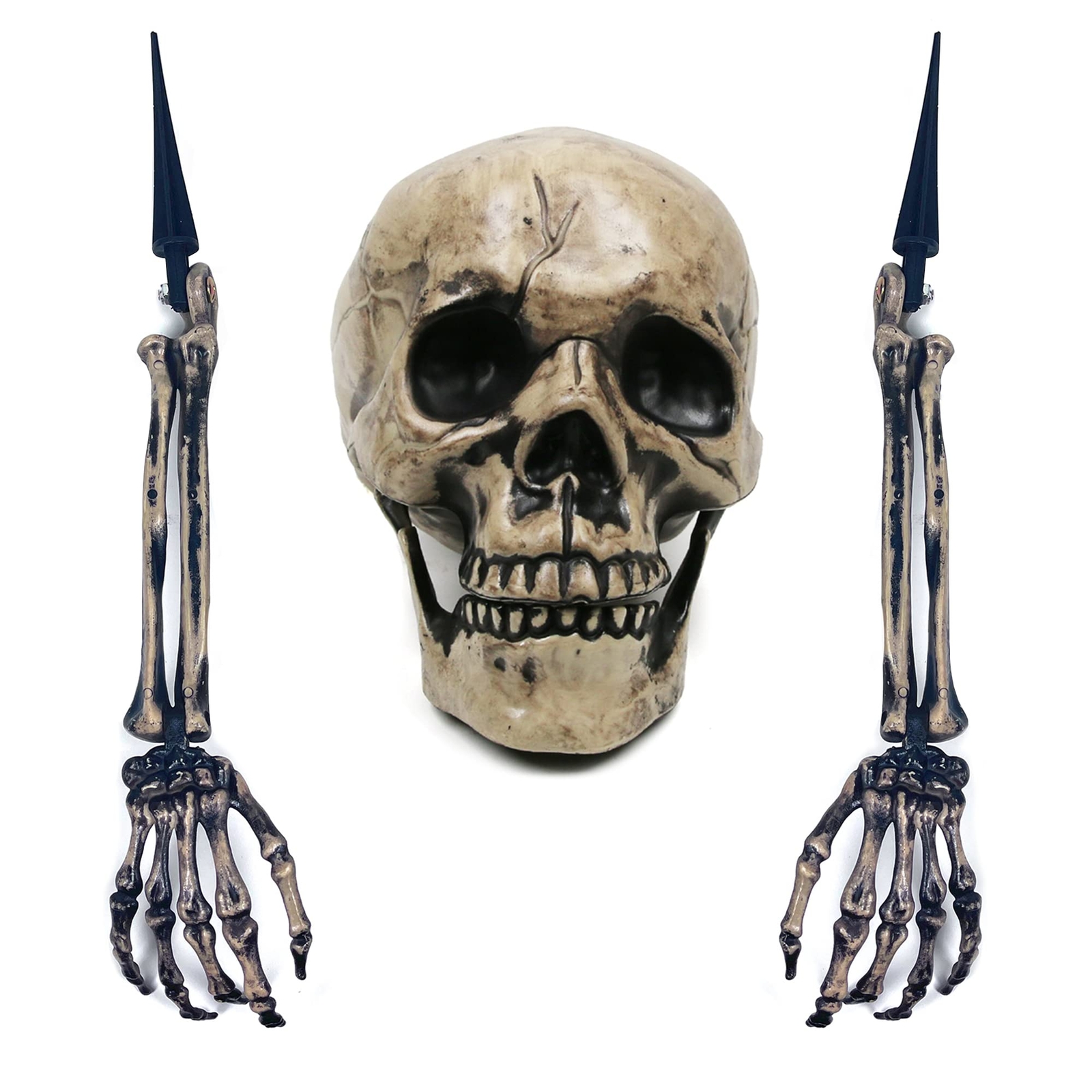 Realistic Skeleton Stakes Halloween Decoration Scary Ground Breaker Skull and…