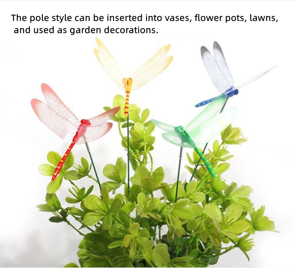 Garden Black Dragonfly Stakes with Sticks, 25 pcs 3D Removable Fake Dragonfly…