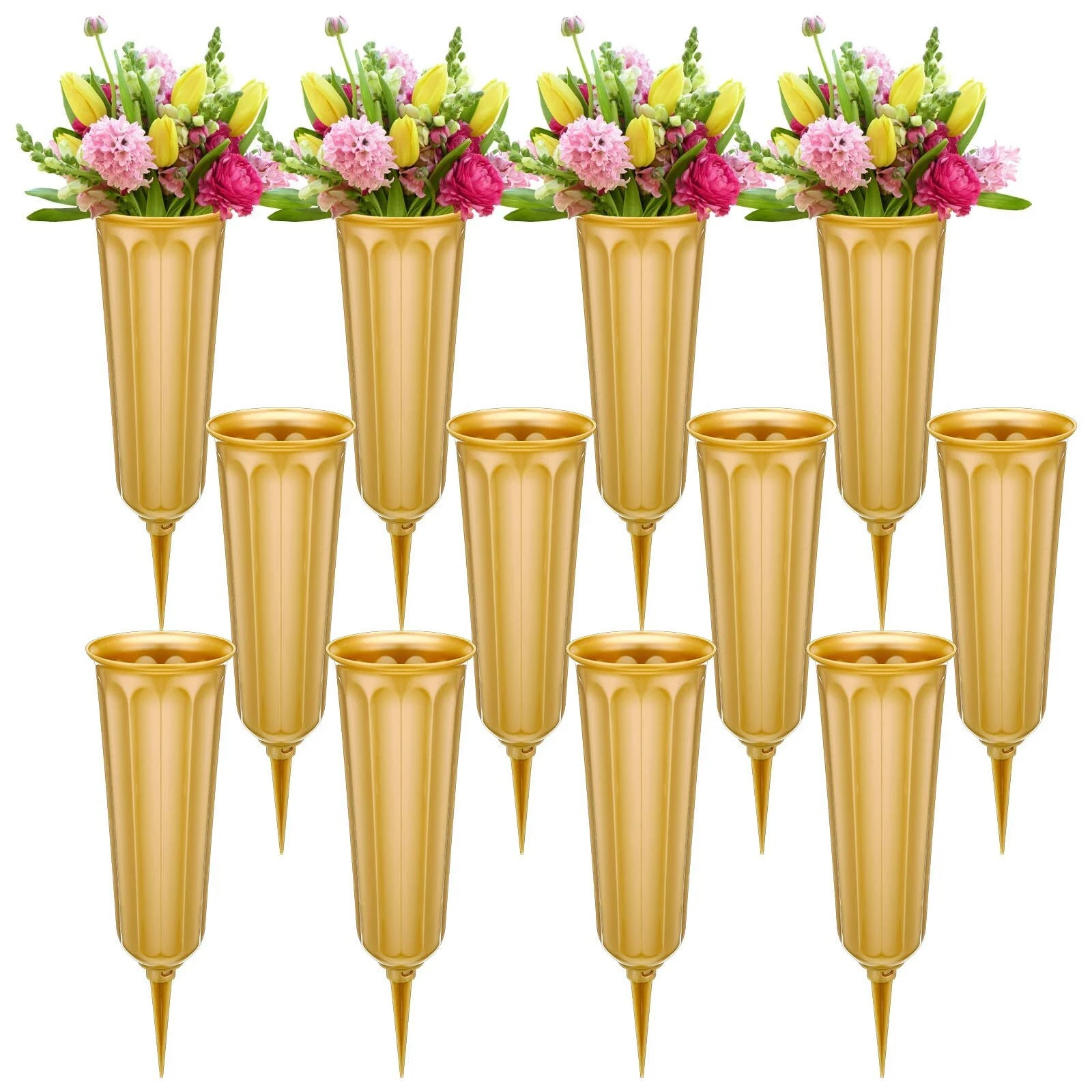 12 Pcs Plastic Cemetery Vases with Spikes Memorial Flower Vase Cemetery Grave…