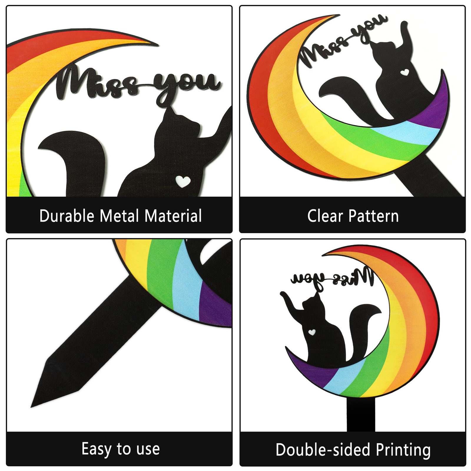 Cat Memorial Grave Markers, Pet Metal Sympathy Grave Plaque Stake, Cats Cemetery