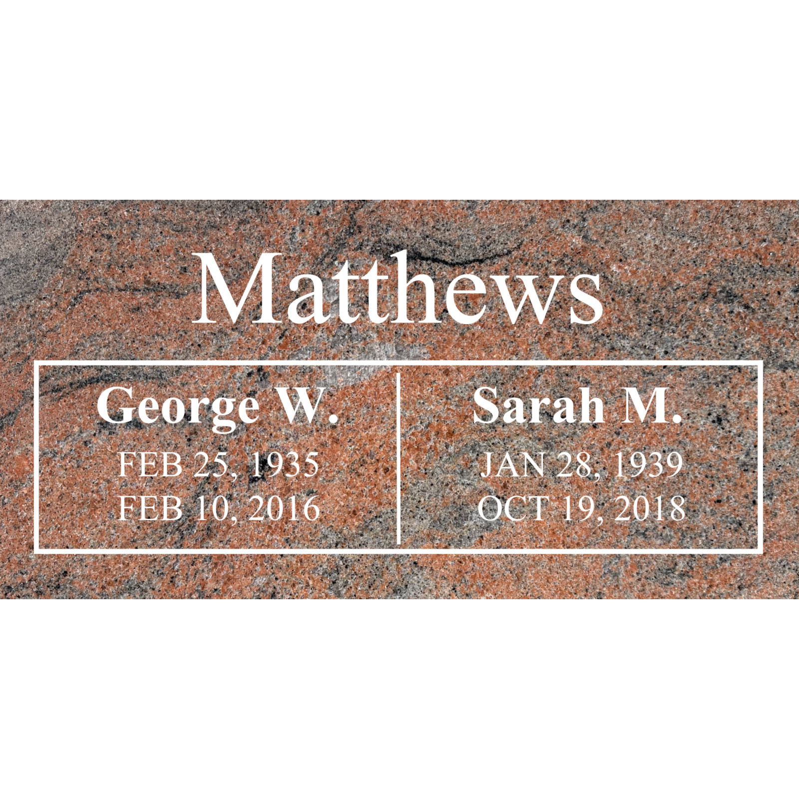 Headstone -cemetery grave flat marker 24x12x4″ includes engraving- Multi Red