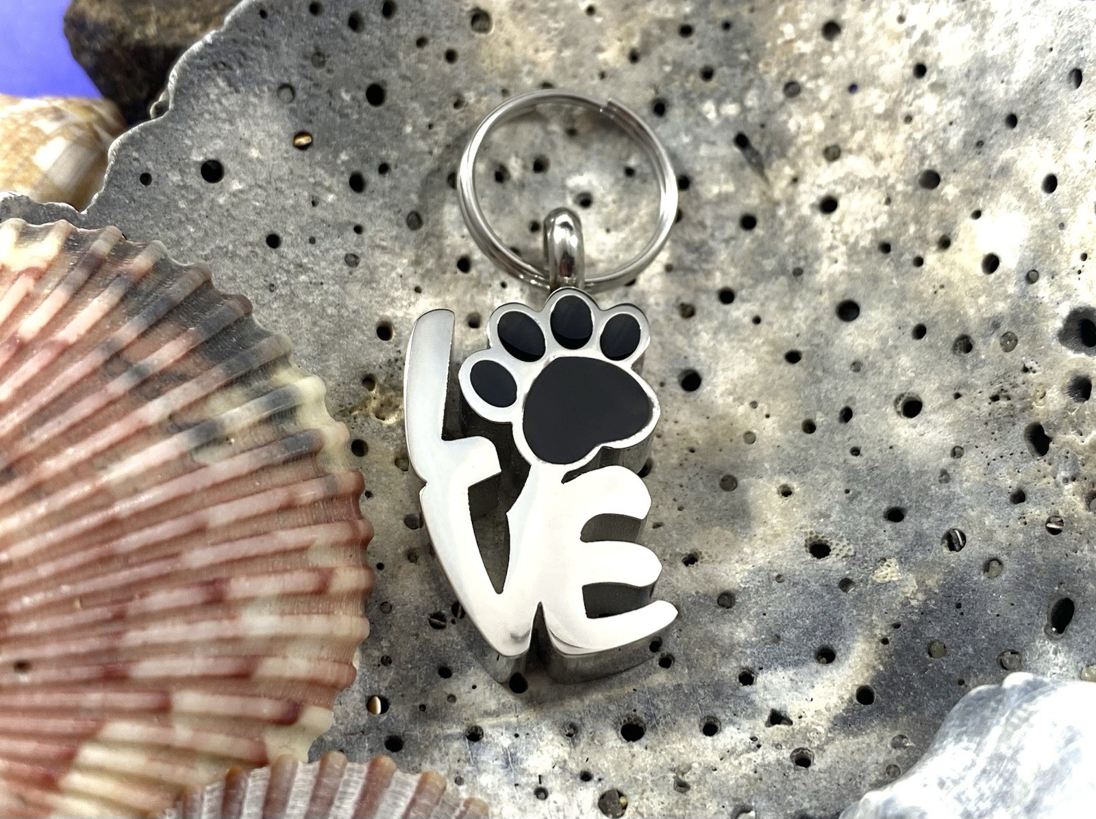 Keyring Urn .5″ Key Chain Pet Cremation Pendant Dog Cat Ash LOVE Paw Holds Ashes