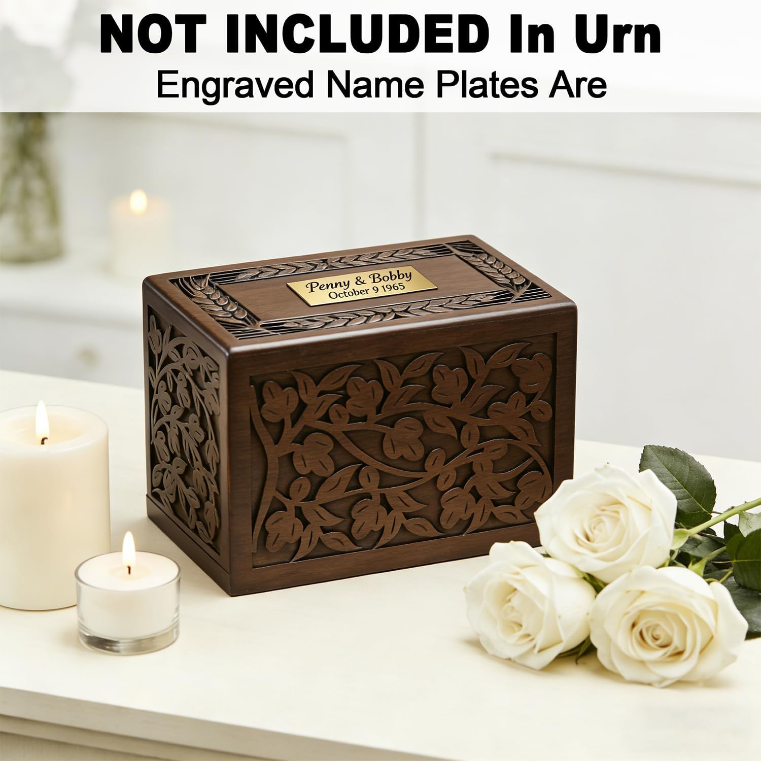 Tree of Life Wooden Cremation Urn for Human Ashes Adult Men Women & Large Pet, 2