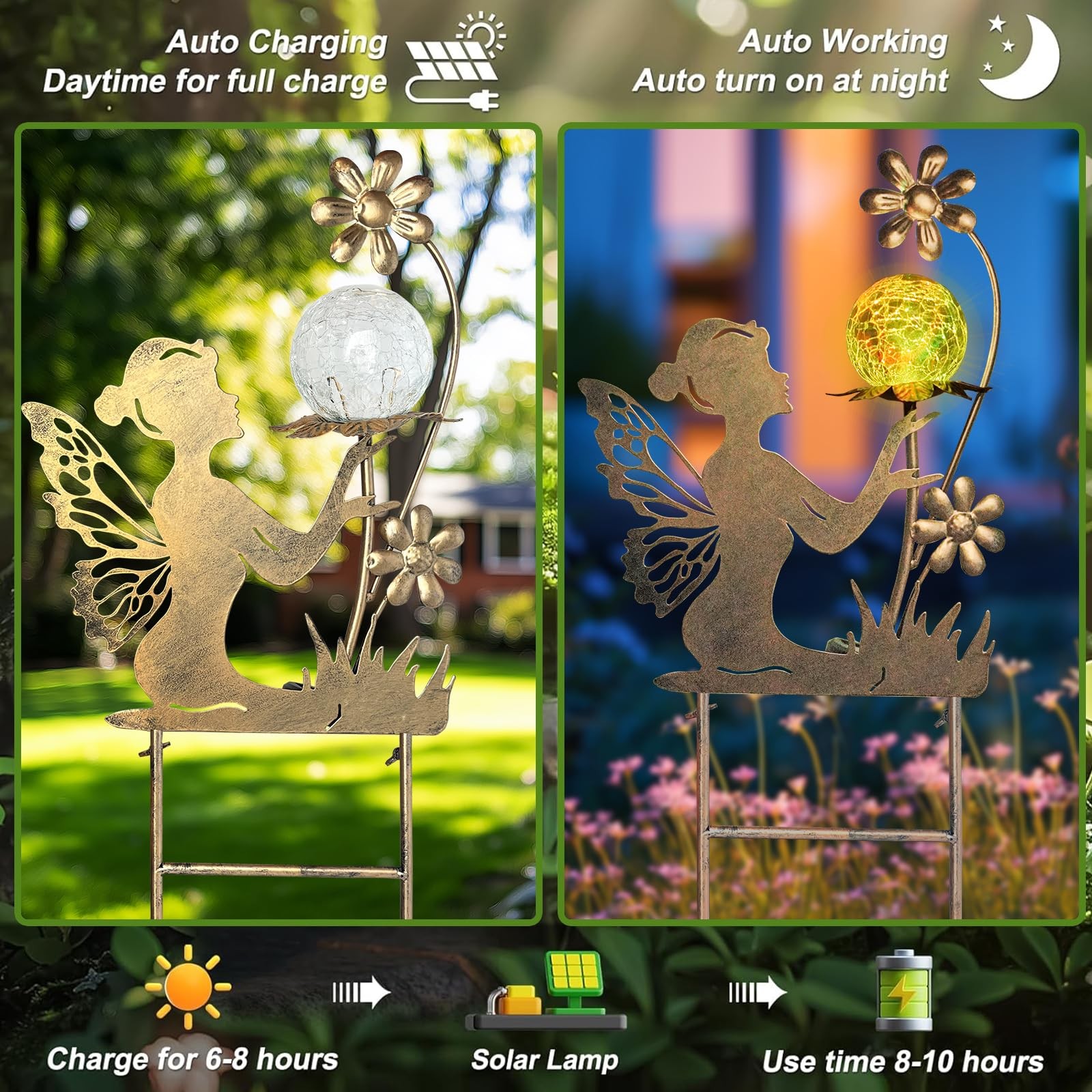 HONGLAND Solar Lights Fairy Garden Decor for Outside,Fairy Figurine Decorativ…