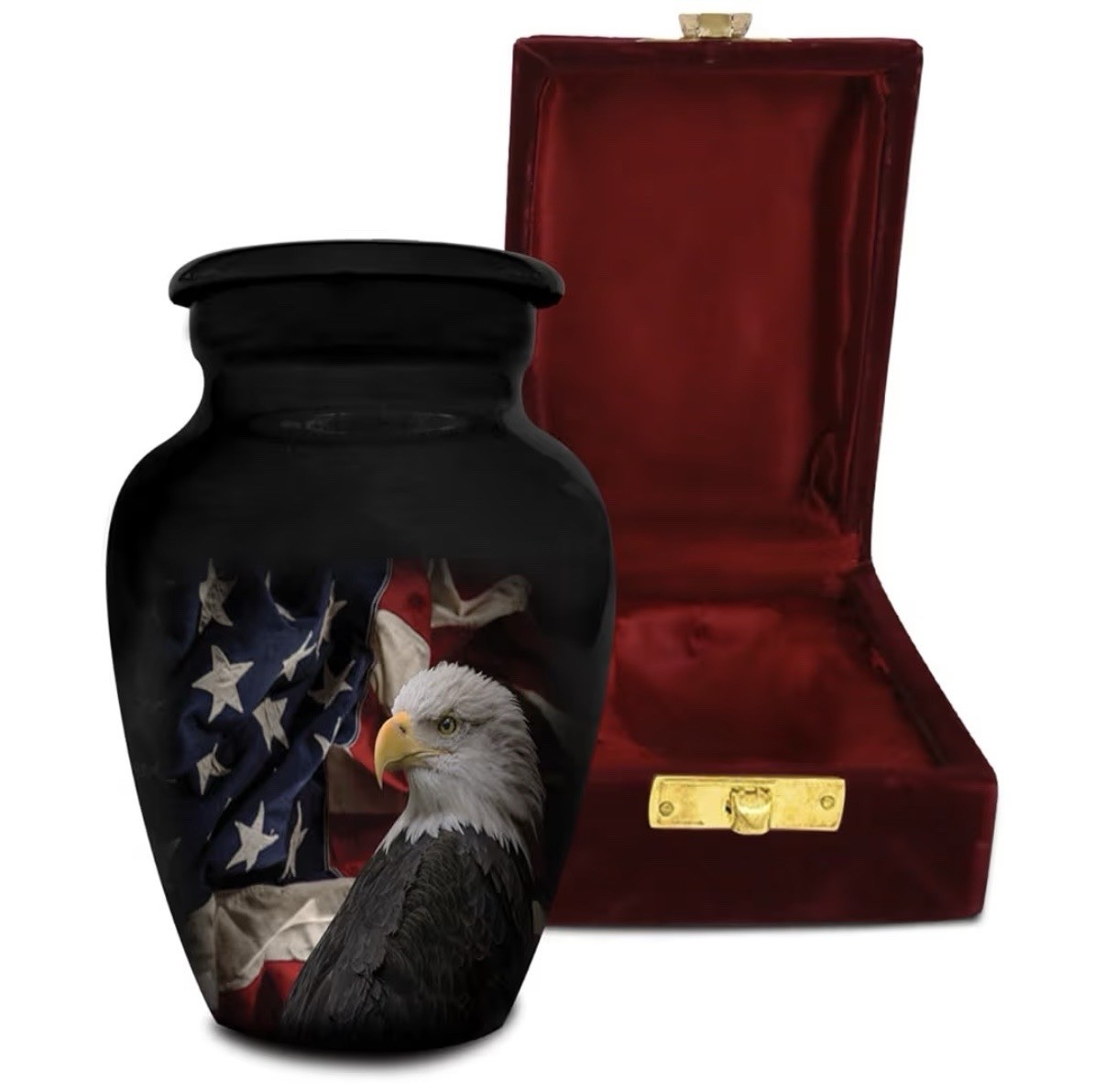 Patriotic Hearts Eagle Keepsake Urn for Human Ashes | American Flag Cremation…