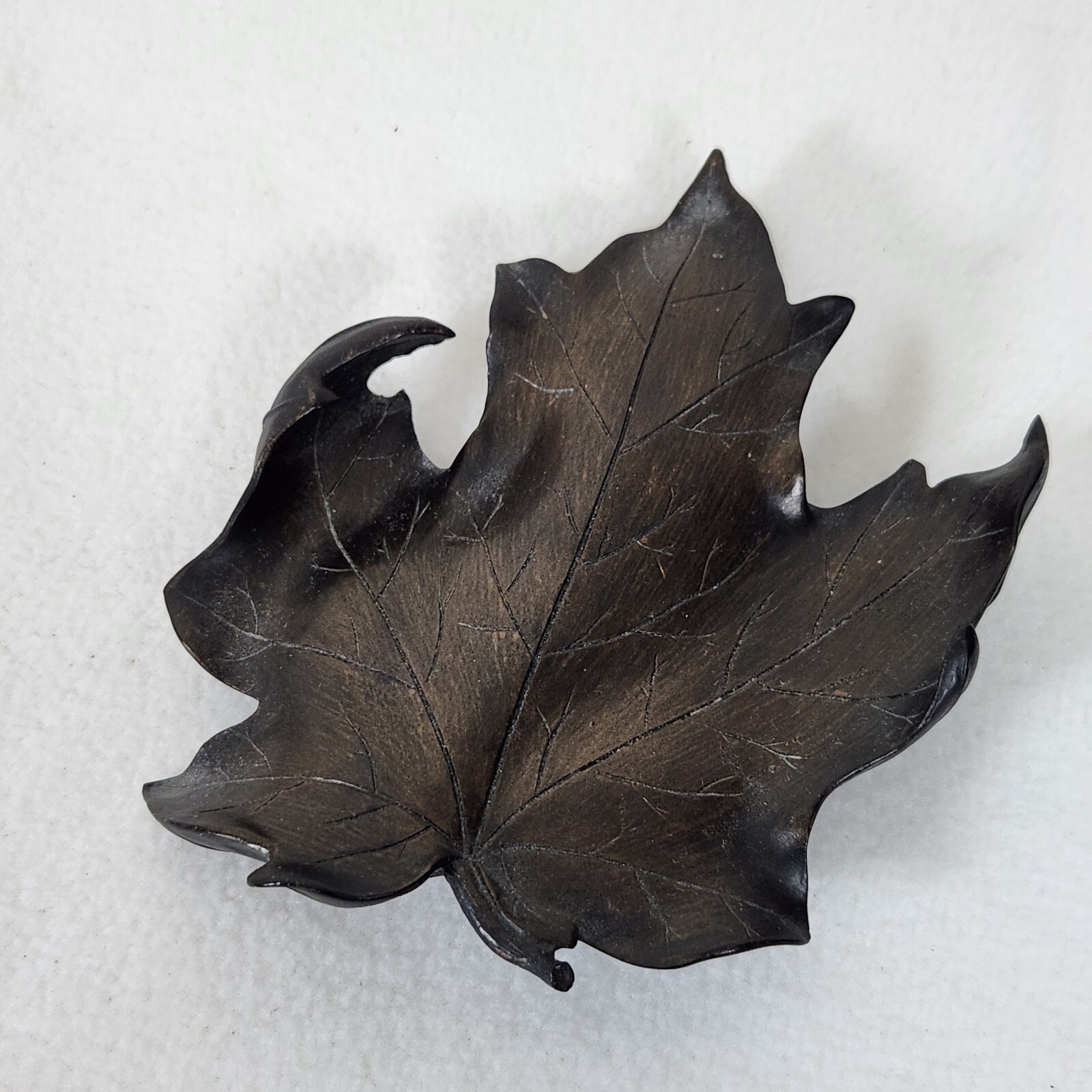 2003 Life Symbols Hand Painted Brown Resin 3D Maple Leaf Bates Casket Company