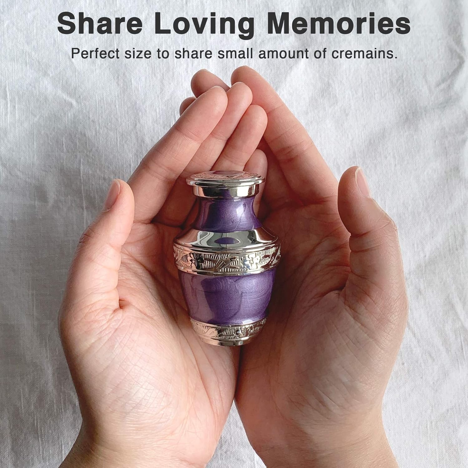 BOLD & DIVINE Small Silver Linings Purple Keepsake Urns for Human Ashes Handc…