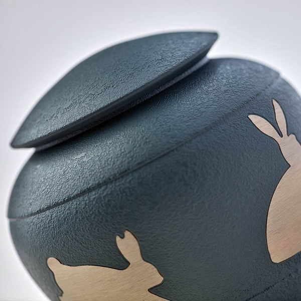 Small/Keepsake Brass Silhouette Rabbit Funeral Cremation Urn, 30 cubic inches