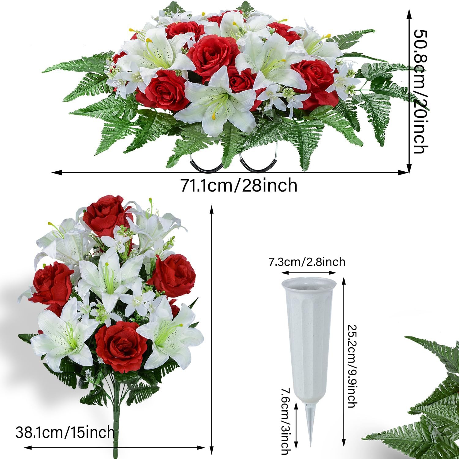 Cemetery Flower Saddles with Vase – Elegant Memorial Decorations