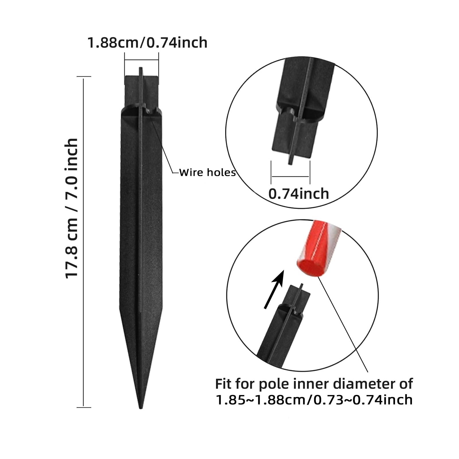 10 Pack Solar Light Stakes, 0.73″ ABS Plastic Reinforced Ground Spikes Fit fo…