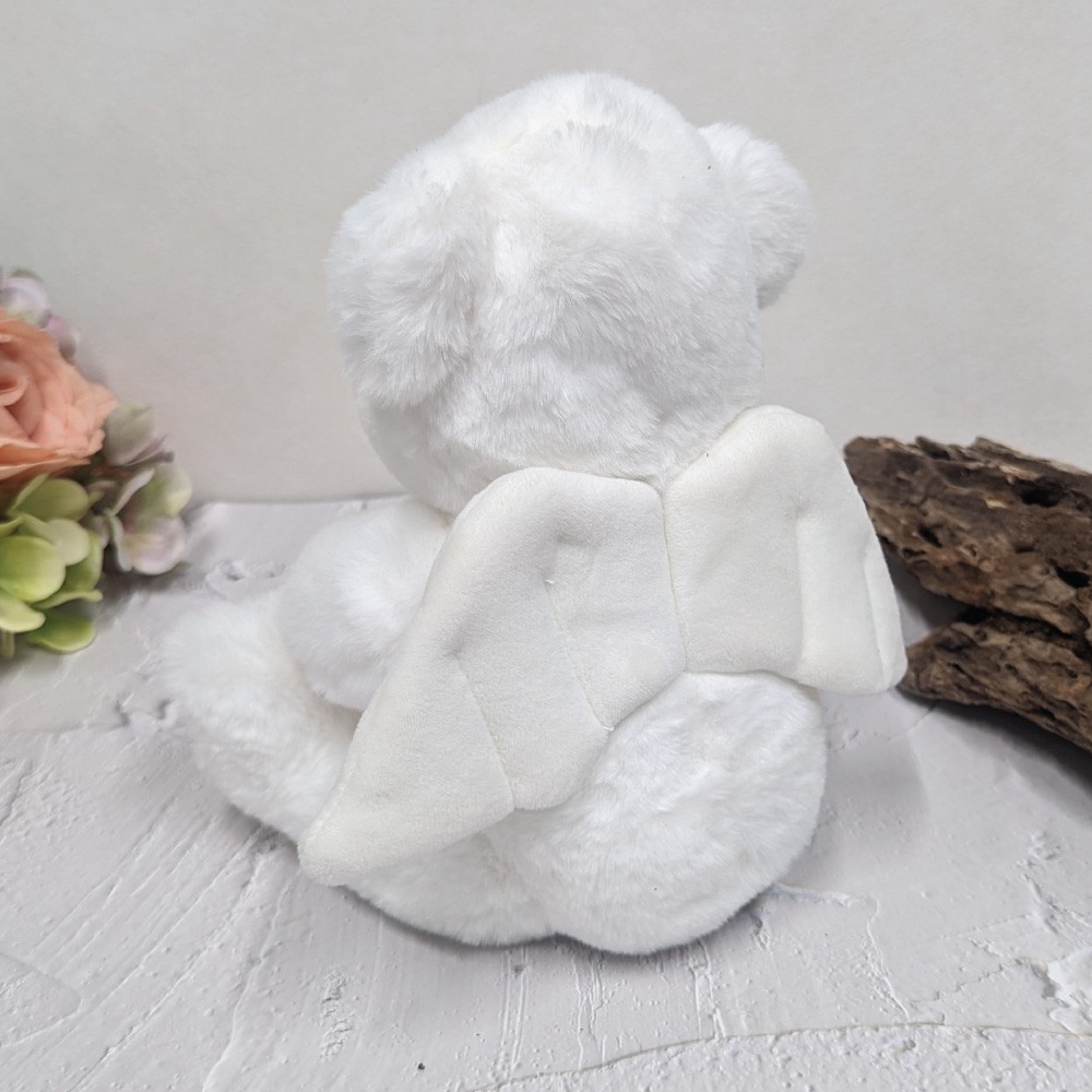 Angel Memorial Bear with Silver Heart Urn For Ashes, Loss, Sympathy, Bereavement