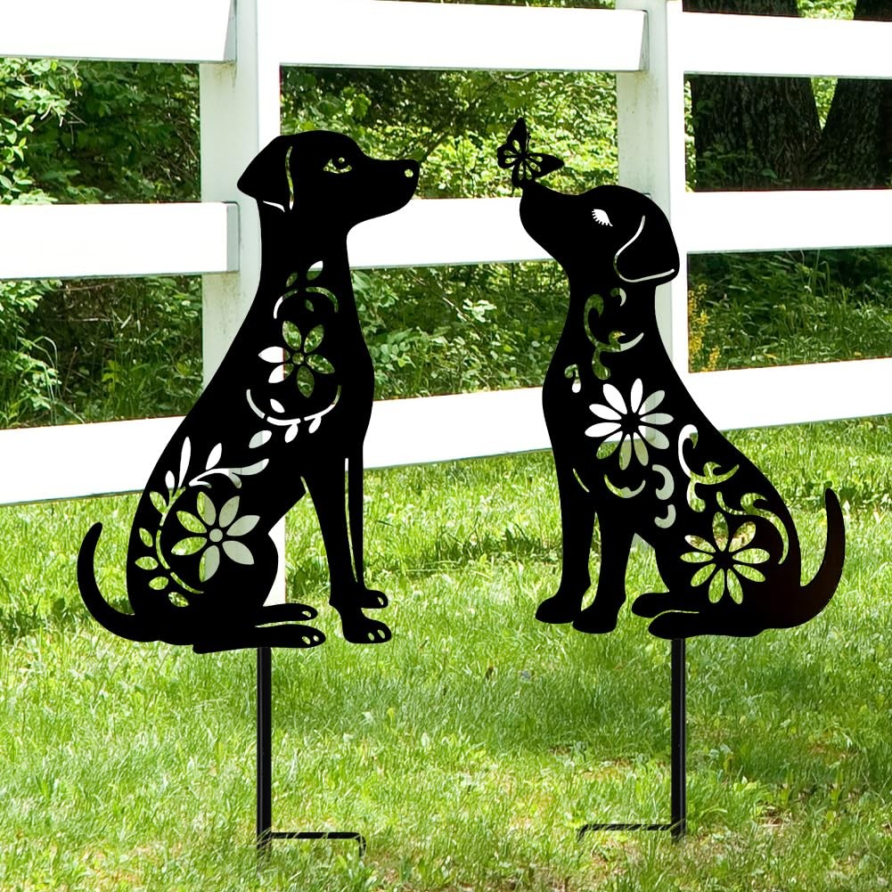 Dachshund Garden Stakes Unique Dog Lover Gifts, Outdoor Yard Art 2 Pack