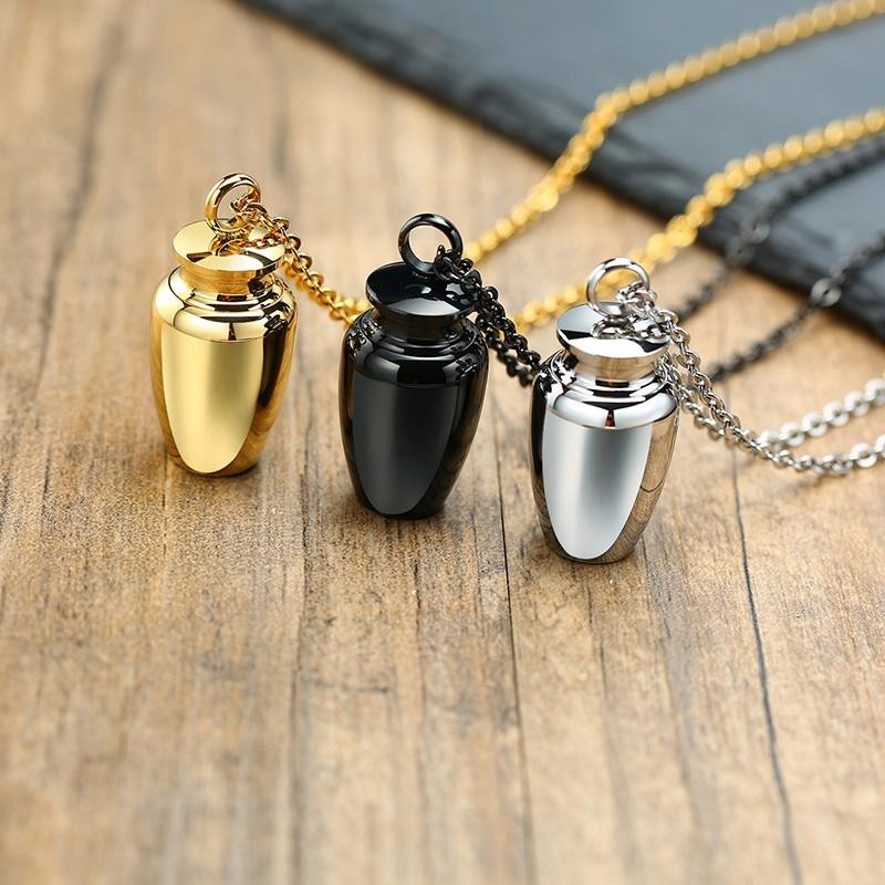 Cremation Urn Necklace Pendant for Ashes Memorial Keepsake Jewelry Men Women