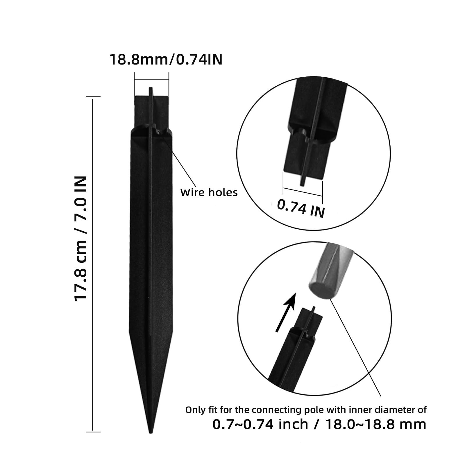 10 Pack Solar Light Stakes (Fit for Pole Inner Diameter 0.73 inch), ABS Reinf…
