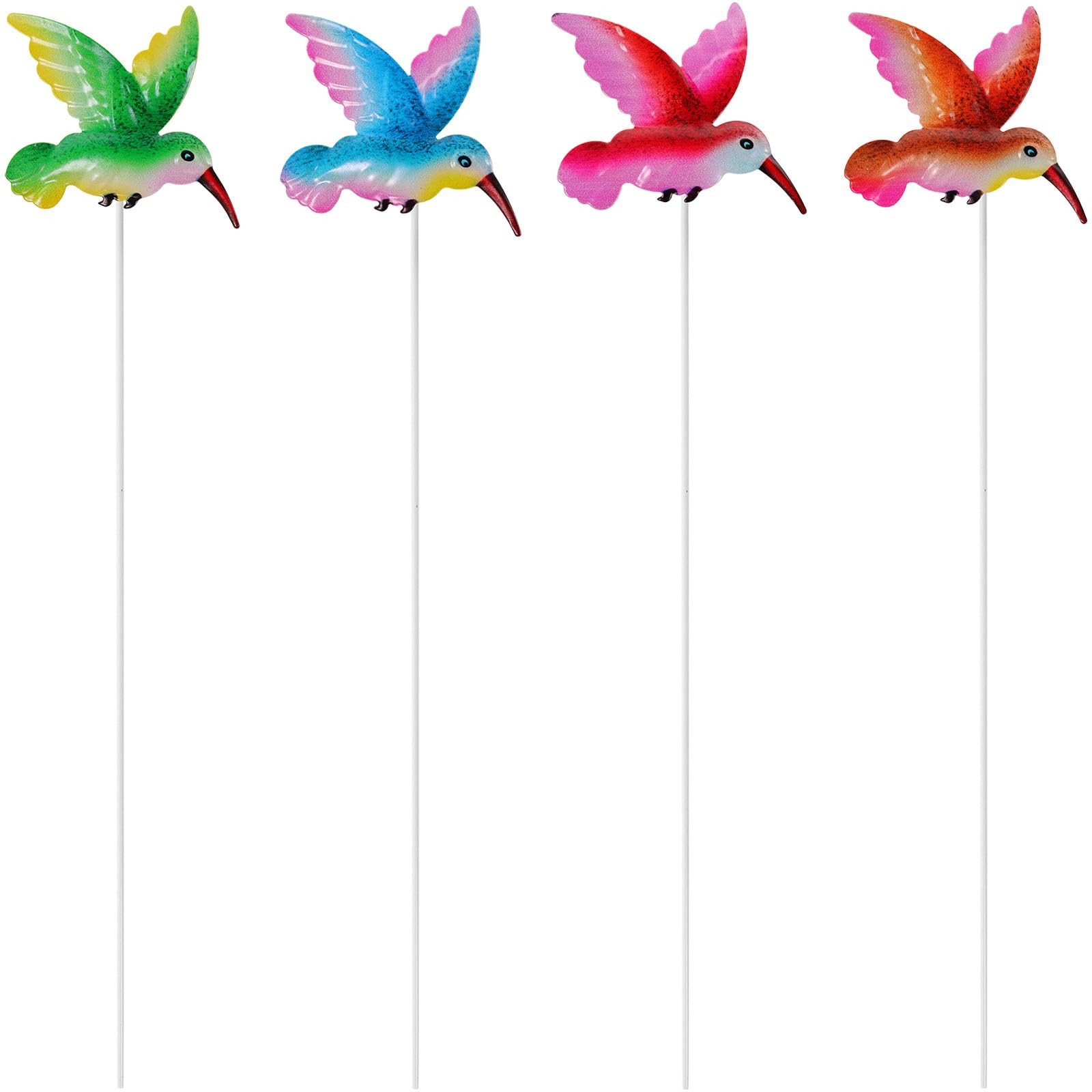 Hummingbird Garden Stakes Iron Floral Picks Set 3.15 Inch Metal Bird Yard Art…