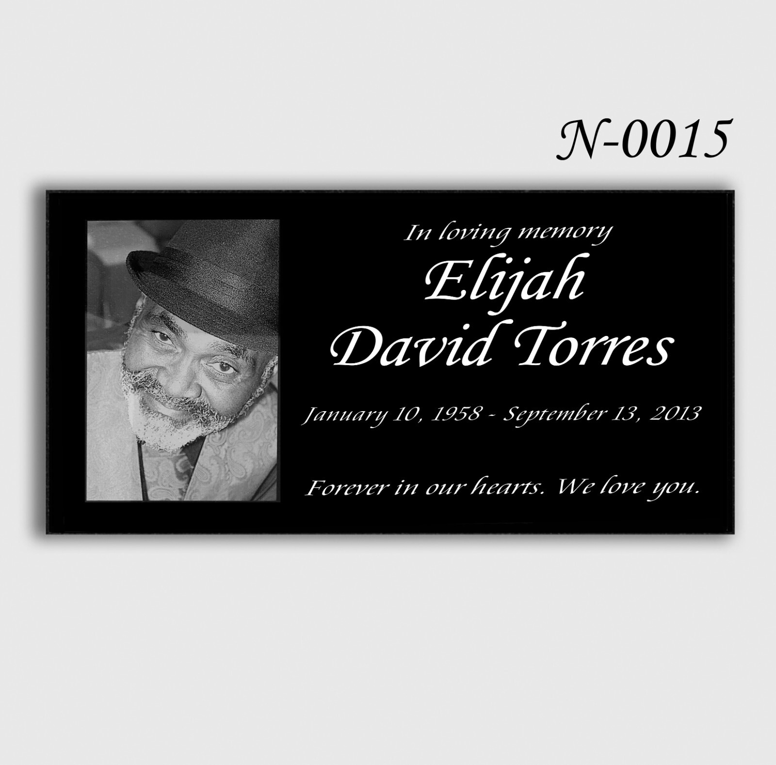 Headstone Tombstone 24x12x4 inches Solid Black Granite Diamond Engraved