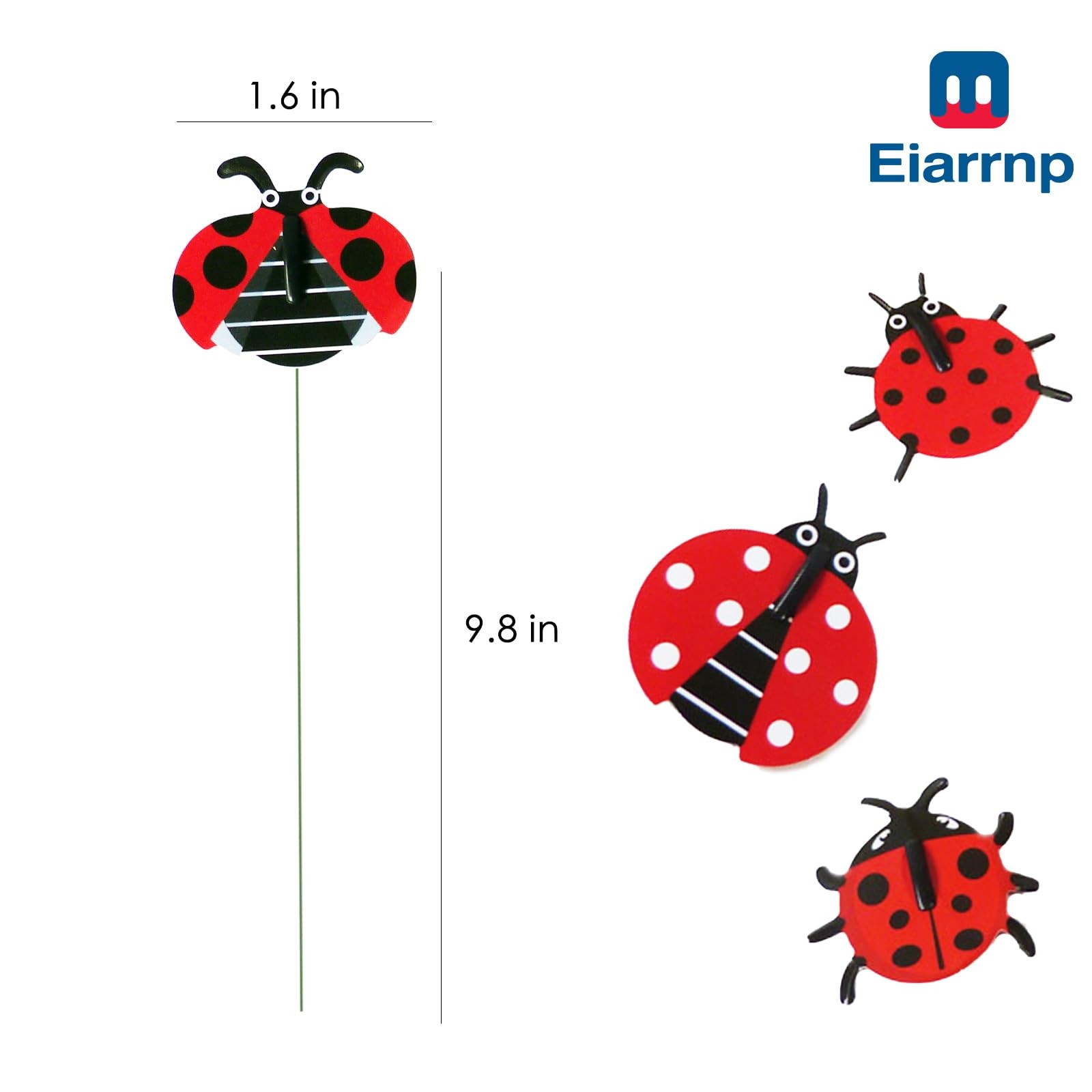 3D Ladybug Garden Stakes Decorative Yard, Patio & Plant Decor, 20 Pcs