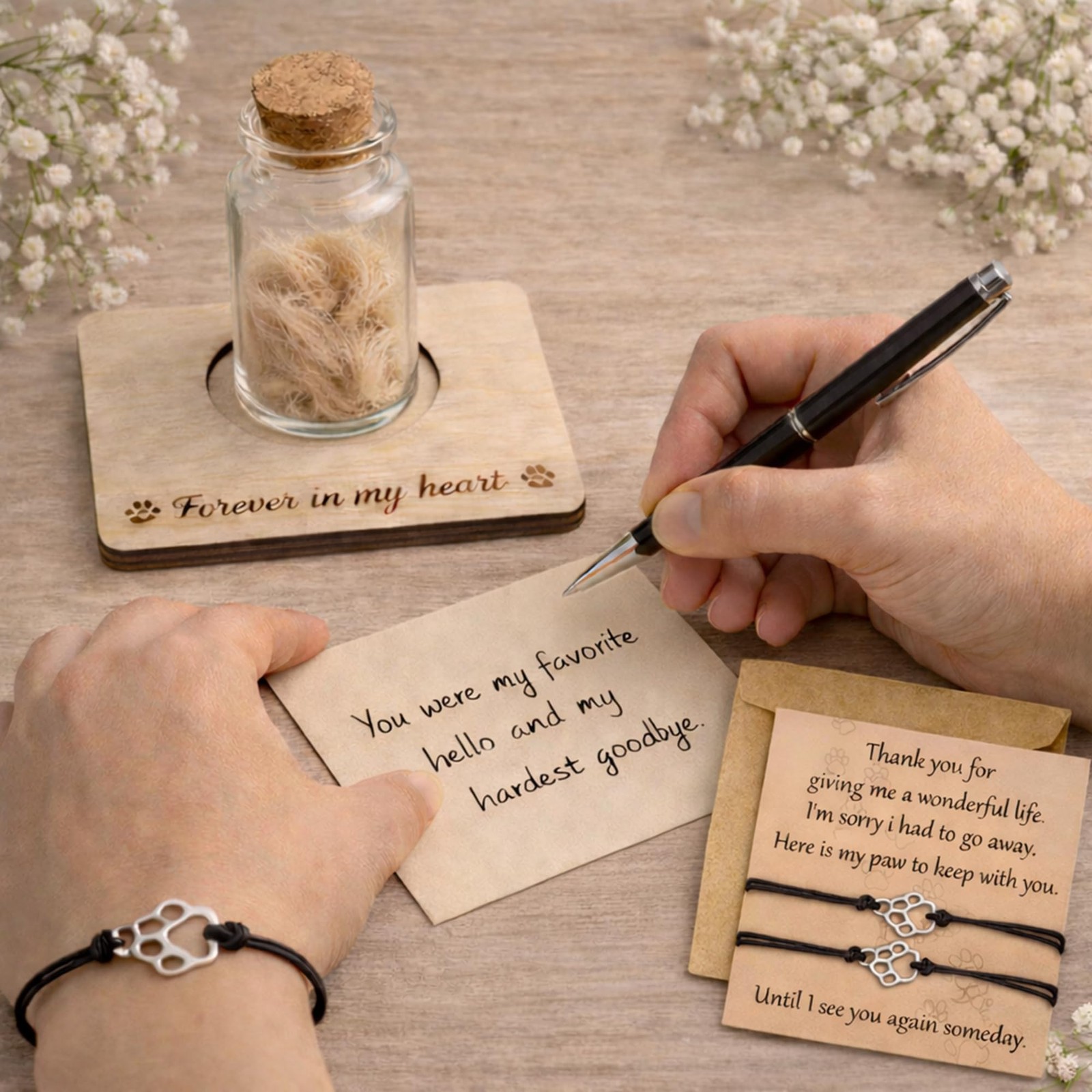 Pet Memorial 5in1 Keepsake Ashes, Fur, Hair for Dog & Cat Loss Remembrance