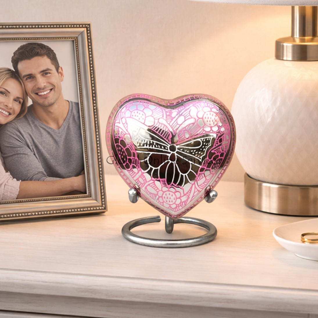 Beautiful Small Portland Pink Heart Keepsake Urn For Funeral Ashes